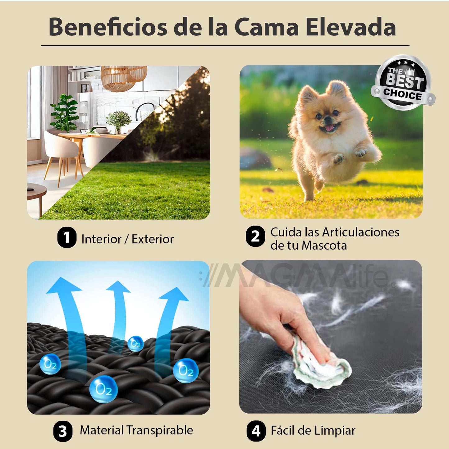 MAGMALIFE Cama para Perro, Cama Elevada con Malla Lavable y Transpirable, Antideslizante, Apto para Usarse en Interior y Exterior, Cama Tipo Hamaca para Perro o Gato