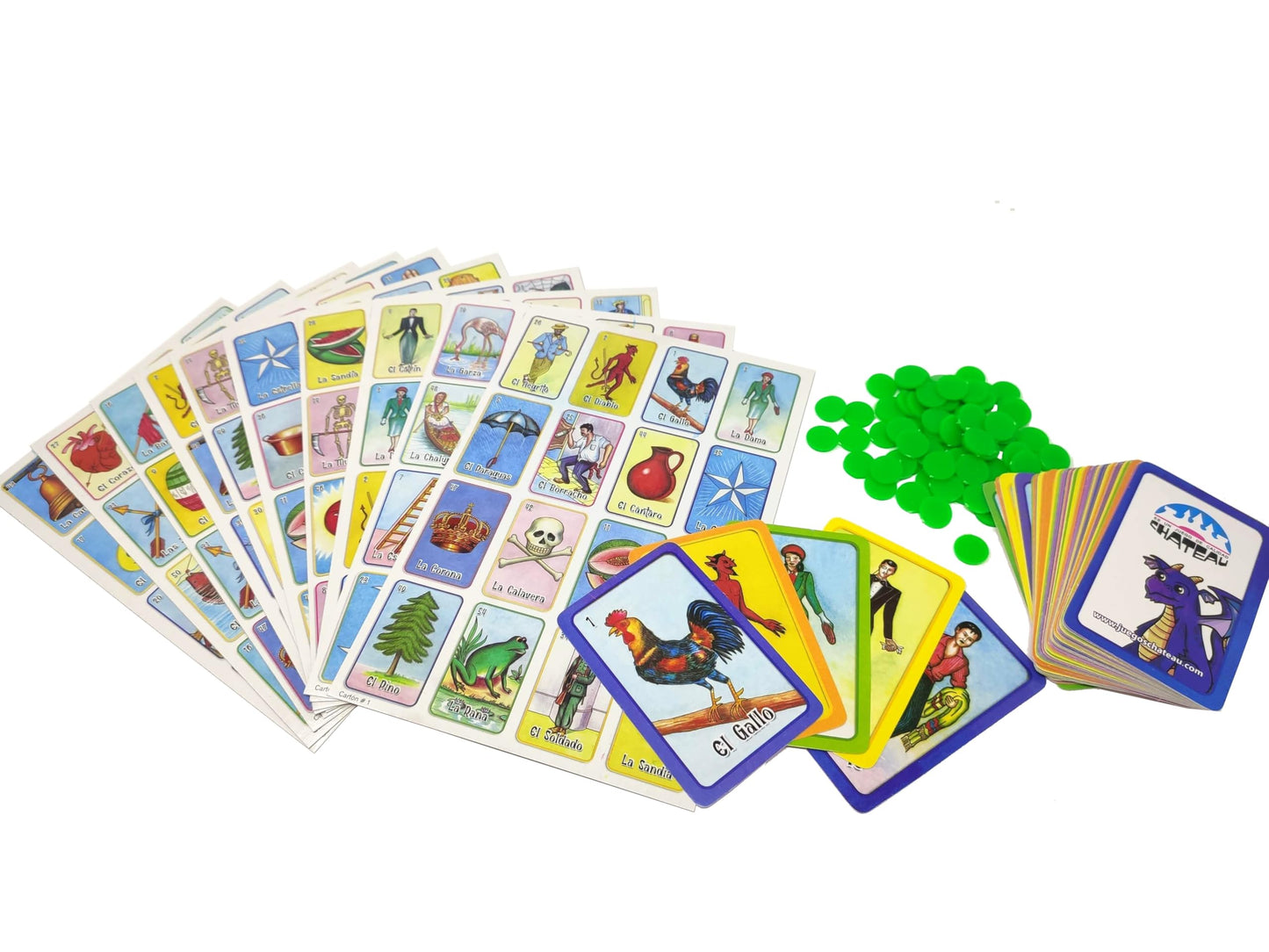Juegos Chateau Lotería Mexicana, Juego de Mesa Tradicional, 10 Tableros, 54 Cartas, 70 Fichas