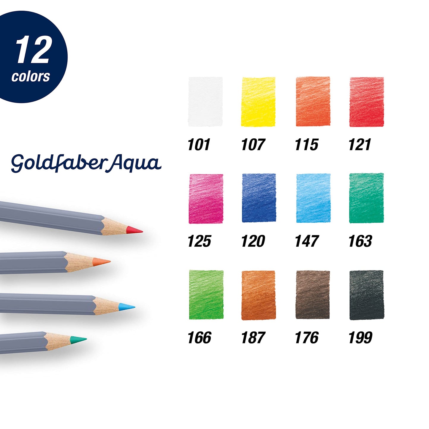 Faber-Castell Colores Goldfaber Acuarelables Para Arte con 12 Distintos Colores, estos lápices acuarelables permiten crear dibujos detallados como efectos de acuarela teniendo una experiencia creativa