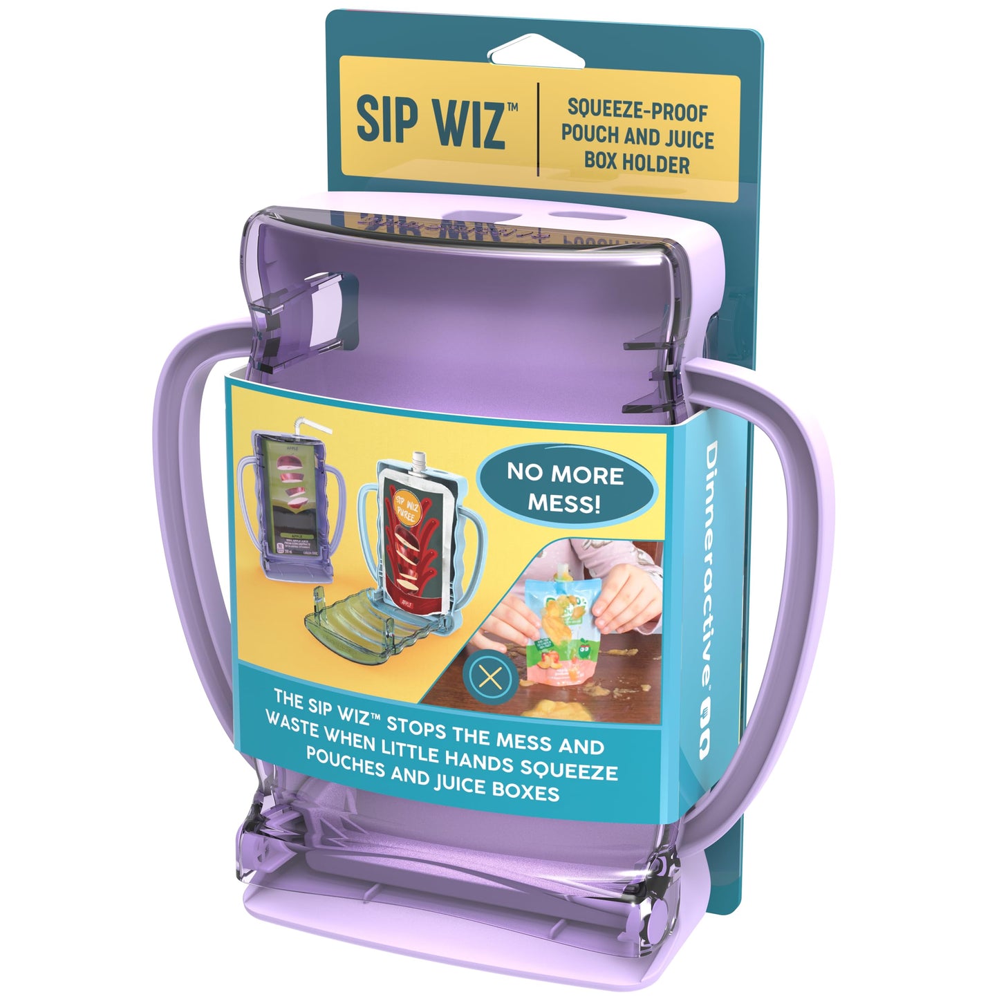 Dinneractive Sip Wiz - Soporte para bolsa de bebé sin apretar, bolsas de alimentos y caja de jugo, bolsa de yogur anticongelante, reutilizable, esencial para niños pequeños