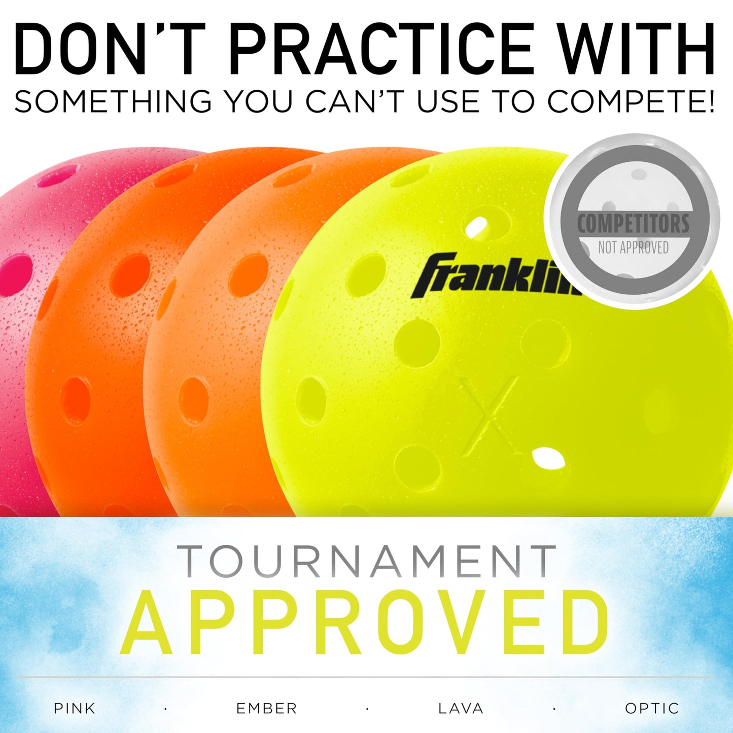 Franklin Sports - Bolas de Pickleball X-40 para Exteriores, aprobadas por Estados Unidos (USAPA) - Paquete de 3 Pickleballs Exteriores - Ember - Bola Abierta de Estados Unidos