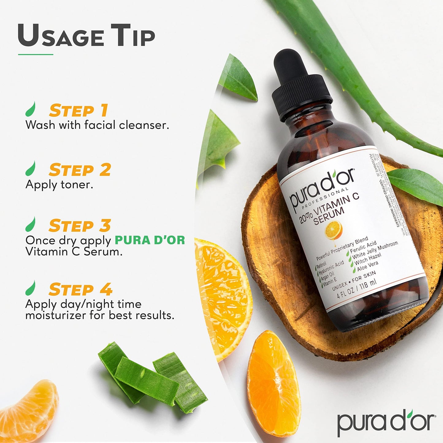 Pura D'or Vitamin C Serum, 4 Ounce
