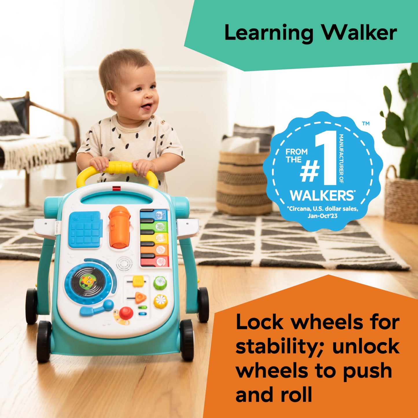 Baby Einstein Musical Mix 'N Roll 4 en 1 caminador de actividades y mesa, a partir de 6 meses