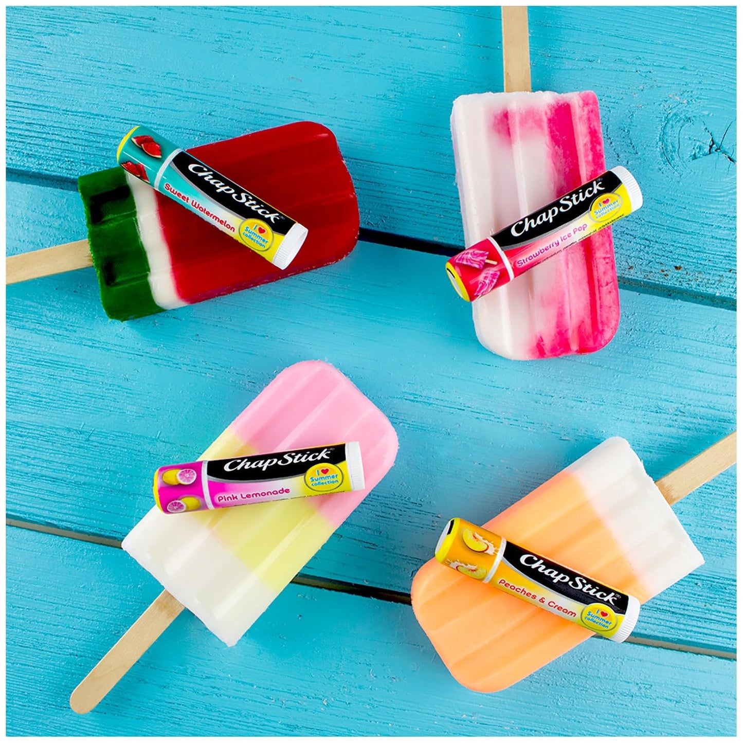 ChapStick - Bálsamo labial variado I Love Summer Collection - Limonada Rosa, Melocotones y Crema, Sandía Dulce - Hidratante - Sin Parabenos - 3 Tubos de 0.25 onzas cada uno