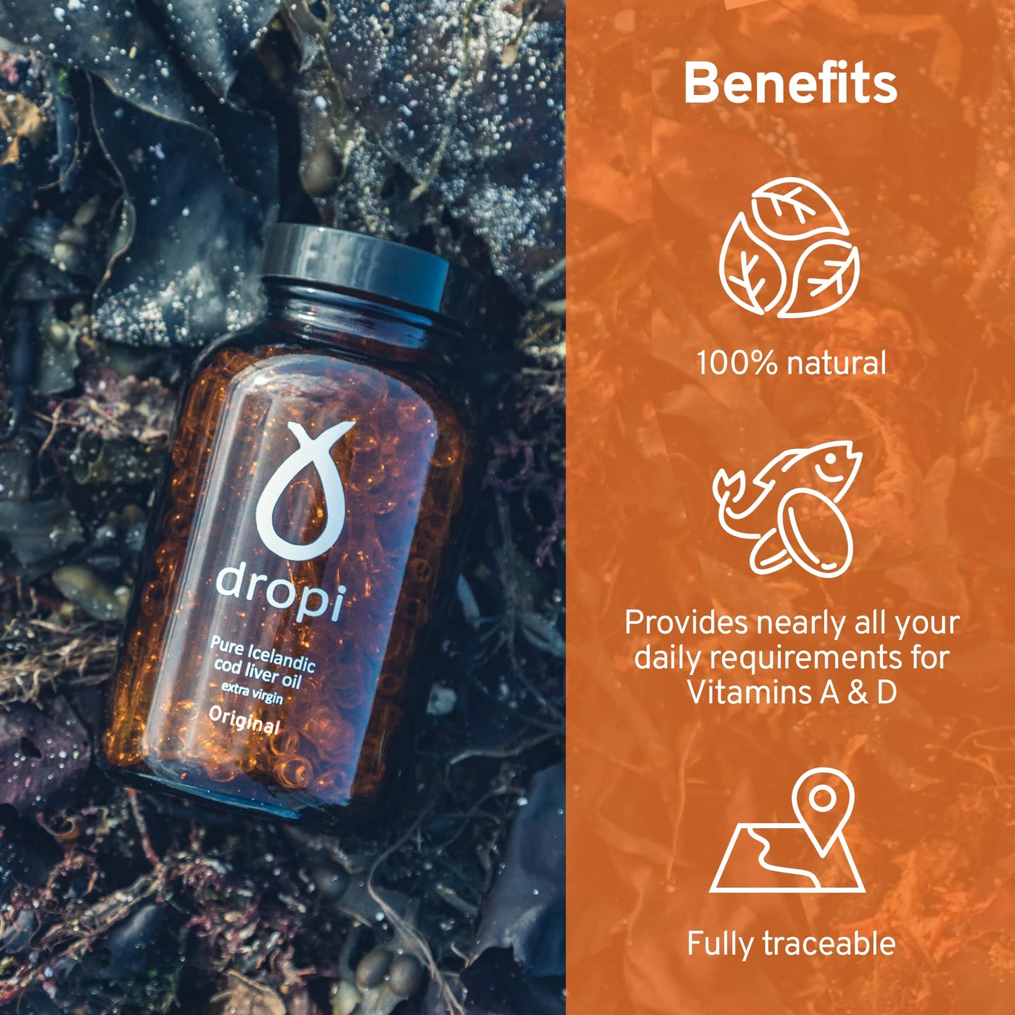 Dropi Pure Icelandic Extra Virgin Cod Liver Oil Capsules - by Dropi