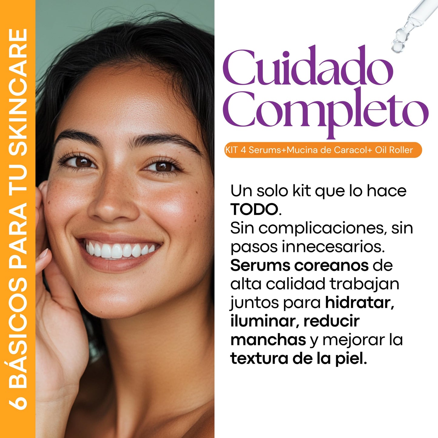 Sqin Luxiena Kit de Cuidado Facial Coreano con 5 Serums + Oil Roller: Vitamina C, Retinol, Ácido Hialurónico, Niacinamida y Baba de Caracol. Hidratación Profunda, Antiarrugas, Antimanchas, Mejora la textura y Luminosidad. Skincare Coreano