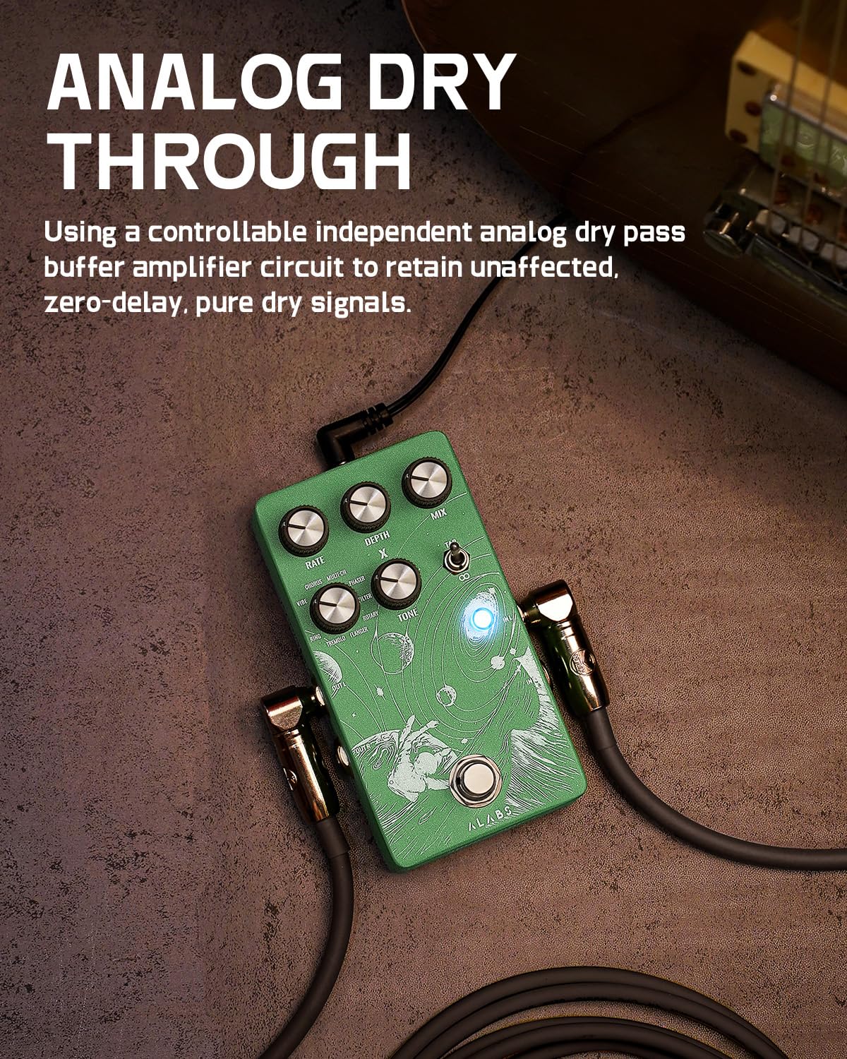 ALABS NOVADRIFT - Pedales de modulación para guitarra eléctrica, anillo de trémolo de bridas rotativas de coro vibrante, secado analógico, tempo de llave, bypass verdadero