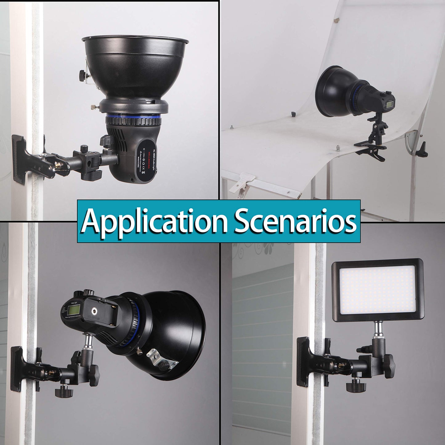 WELLAMKING - Soporte reflector de estudio fotográfico con adaptador de tornillo de 1/4 y 3/8