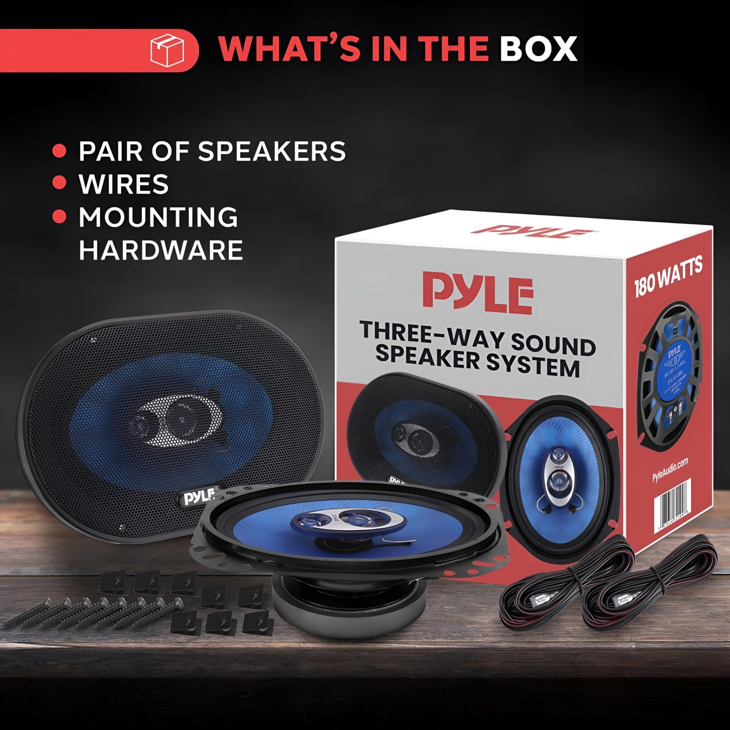 Altavoz Auto Pyle Azul 3 Vías 200W Impedancia 4 Ohmios Cono Poliuretano 5.25 Pulgadas