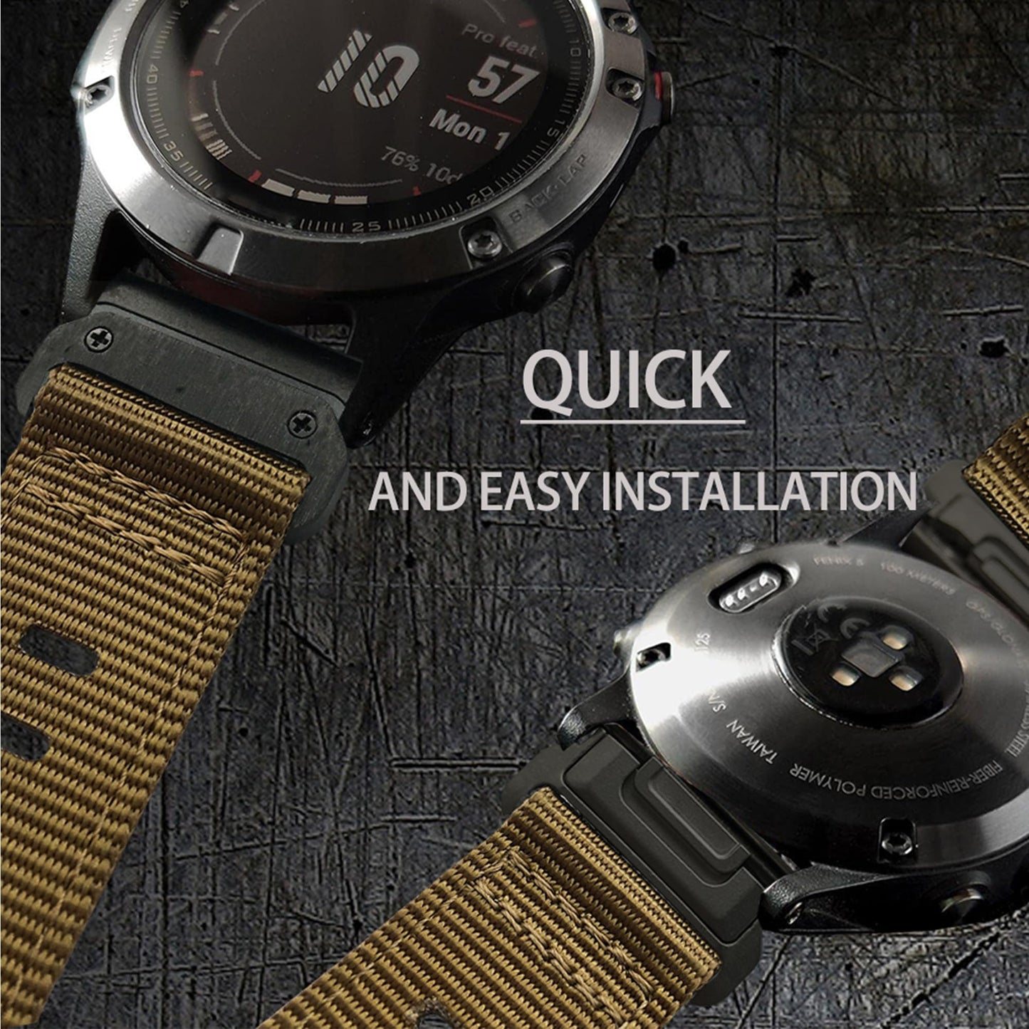 Correa de reloj de 22 mm y 26 mm para Garmin, correa deportiva de nailon súper resistente de ajuste rápido para fēnix/epix/Tactix/Forerunner/Approach/MARQ/Quatix/ D2 Series Correa de repuesto, 26mm