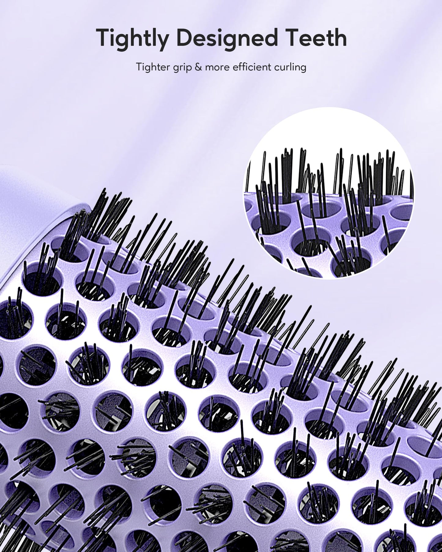 Wavytalk Cepillo térmico de 1.5 pulgadas Blowout Express iónico con calefacción que crea un aspecto de soplado sin esfuerzo y logra hermosos rizos, doble voltaje (morado)