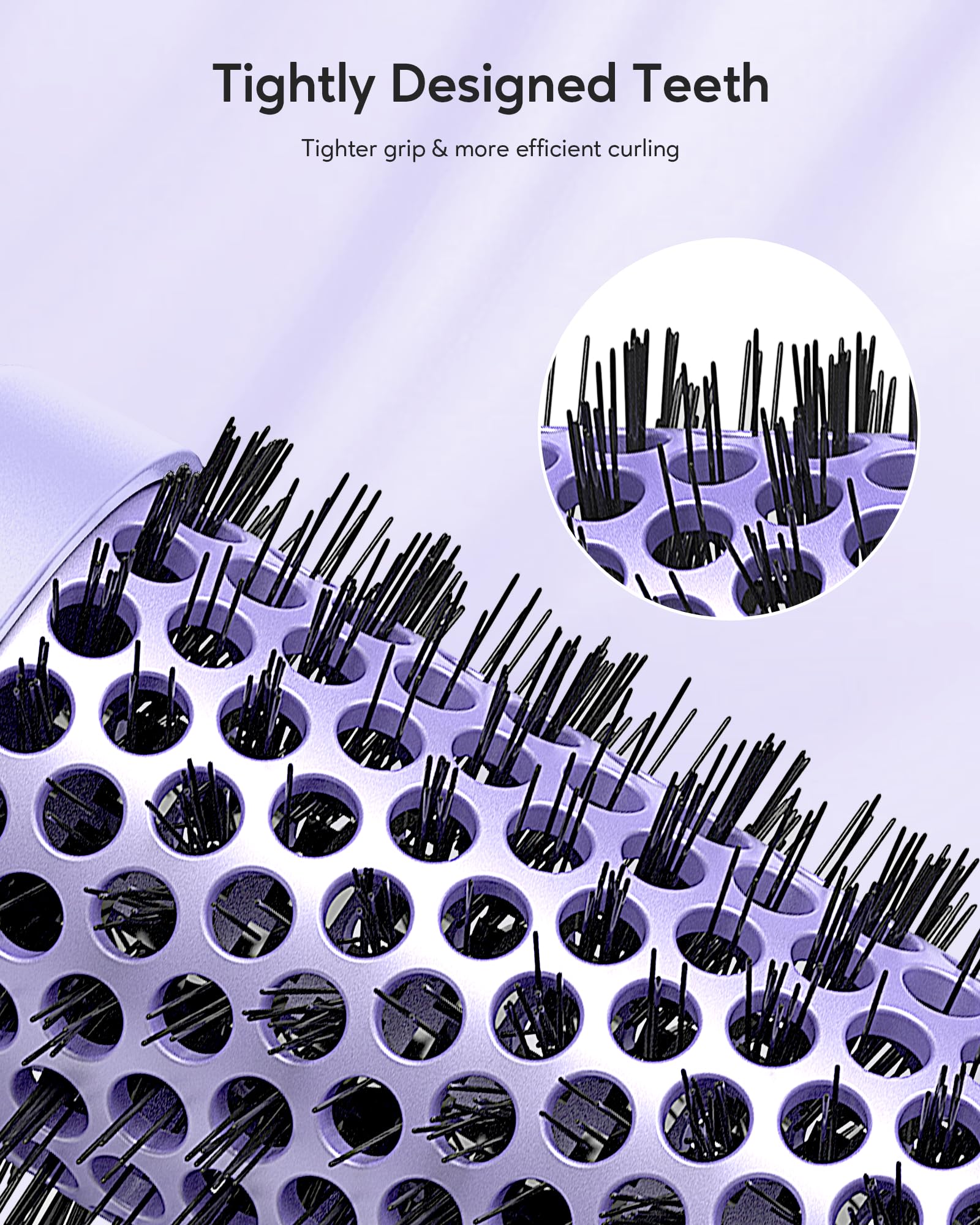 Wavytalk Cepillo térmico de 1.5 pulgadas Blowout Express iónico con calefacción que crea un aspecto de soplado sin esfuerzo y logra hermosos rizos, doble voltaje (morado)