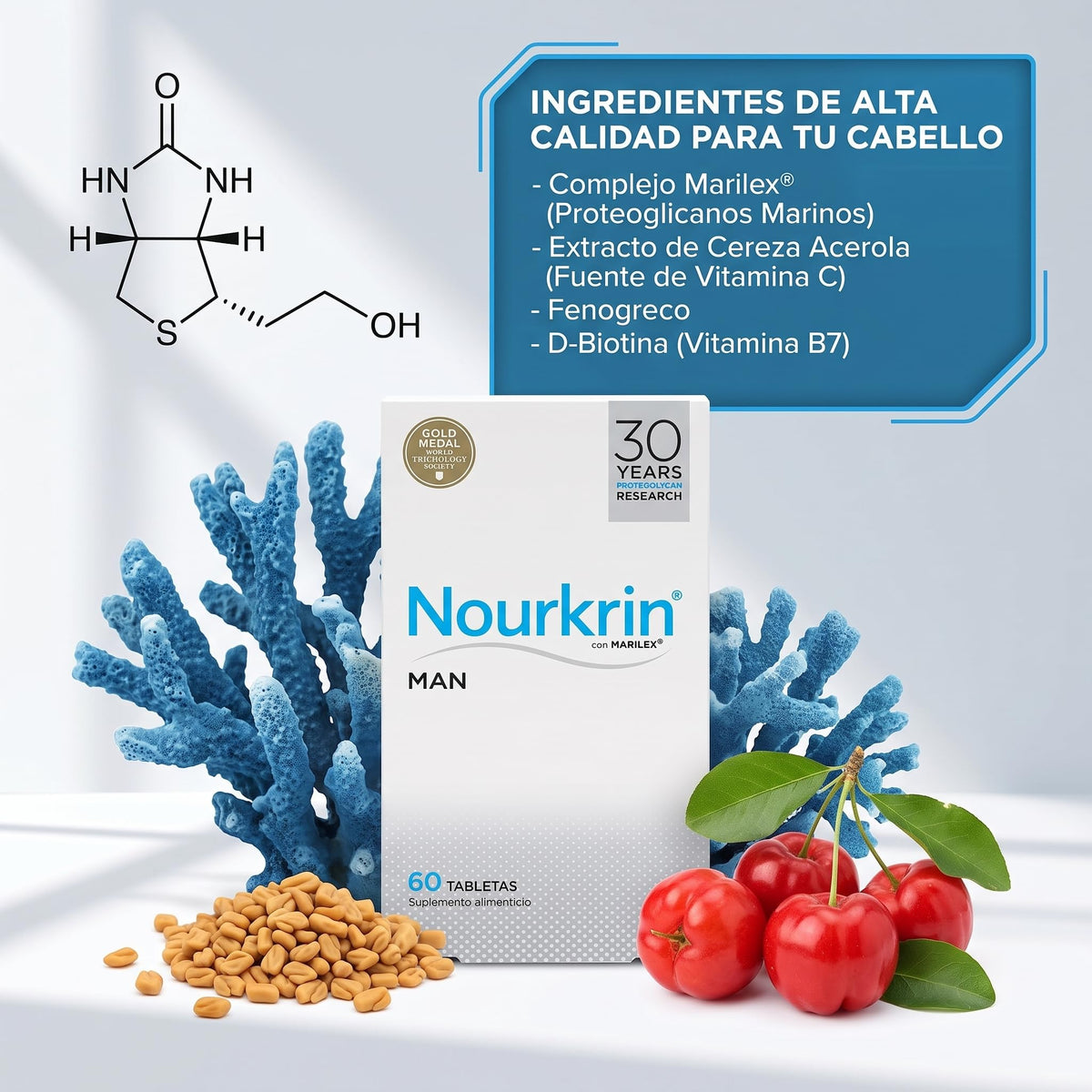 Tratamiento Capilar Pharma Medico Nourkrin Hombre 60 Tabs Paquete Doble