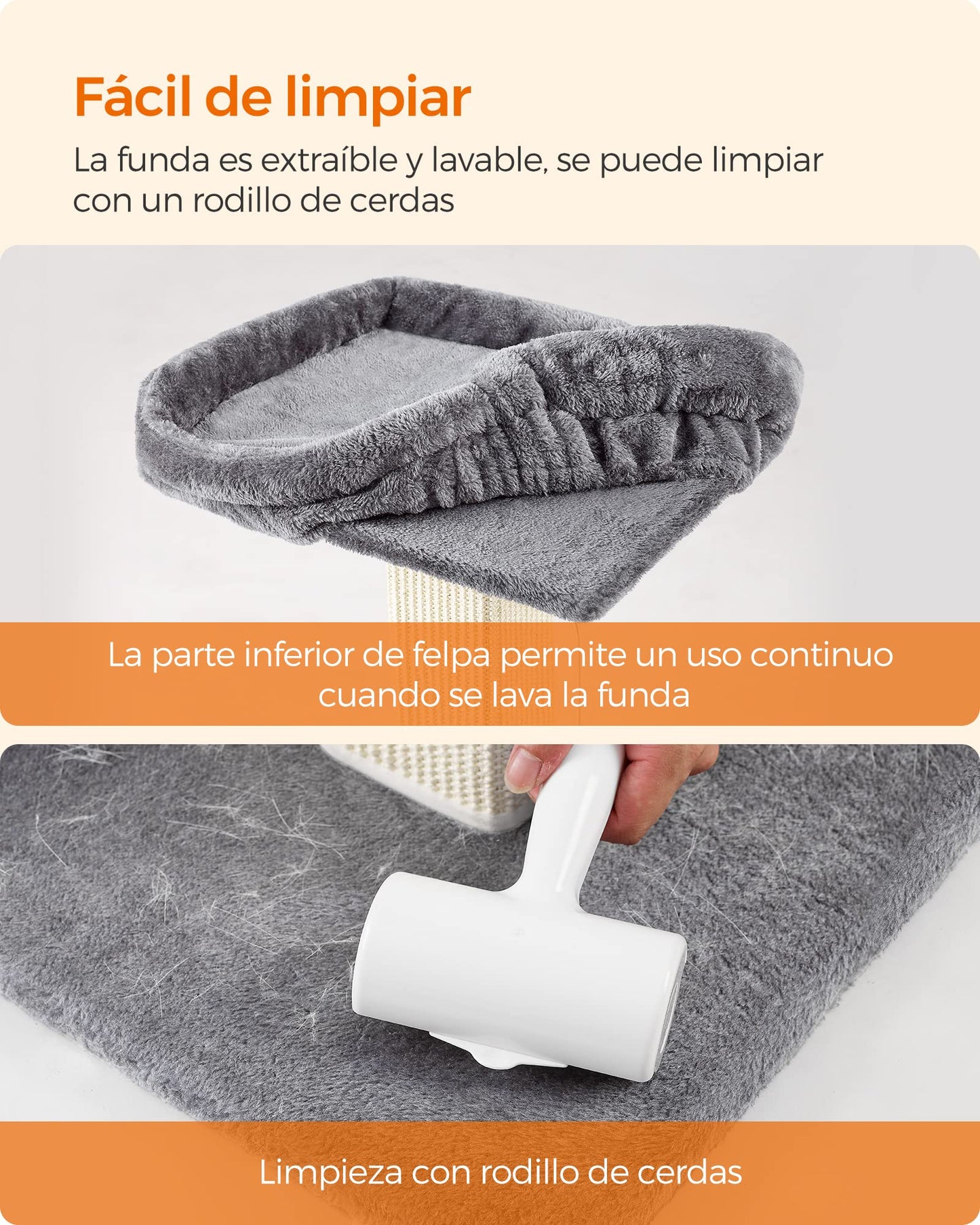 Feandrea Rascador para Gatos, Árbol para Gatos, Altura de 68 cm, Poste de Rascado con Plataforma, Poste de Sisal, con Pompón, Gris Claro MPCA022W01