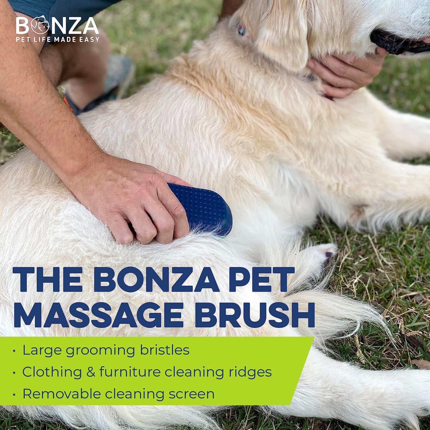 Bonza - cepillo para polvo de masaje para perros y gatos, cepillo para polvo de baño para perros con visualización extraíble, cerdas de silicona suave para un aseo suave para mascotas, peine de curry para lavado, cepillado para mascotas de pelo corto, med