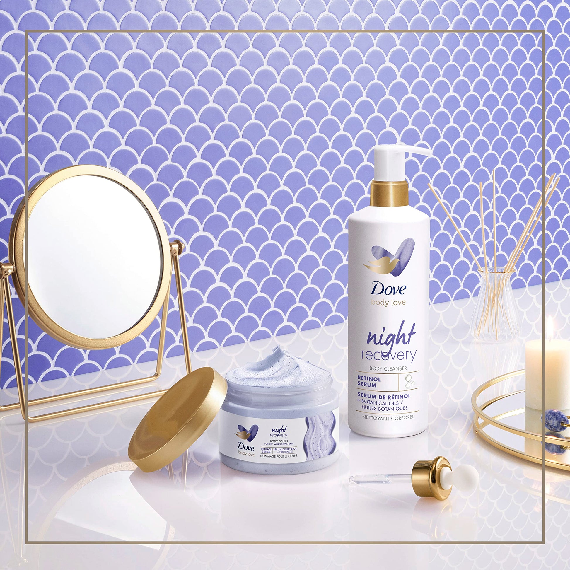 Exfoliante Corporal Dove Body Love Night Recovery con Retinol y Aceites Botánicos, 3 Piezas para Piel Seca