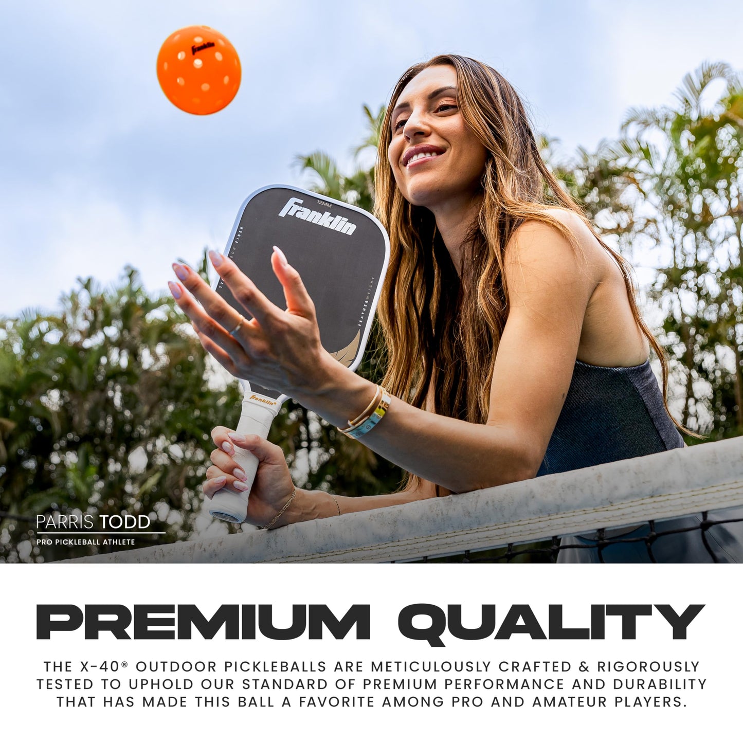 Franklin Sports - Bolas de Pickleball X-40 para Exteriores, aprobadas por Estados Unidos (USAPA) - Paquete de 3 Pickleballs Exteriores - Lava - Bola Abierta de Estados Unidos