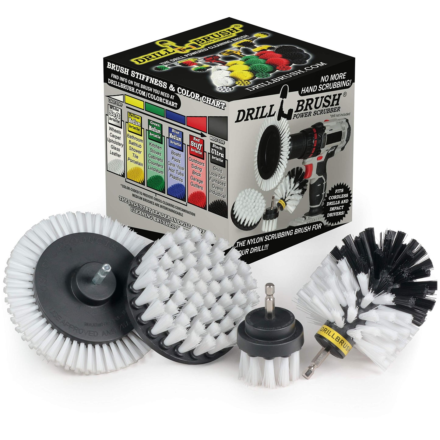 Cepillo de taladro blanco – Juego de accesorios de cepillo de taladro – Limpieza de parabrisas – Cepillo de limpieza suave para vidrio – Kit de cepillo para detalles automáticos – Limpiador eléctrico de alfombras de coche – Limpieza interior – Accesorios