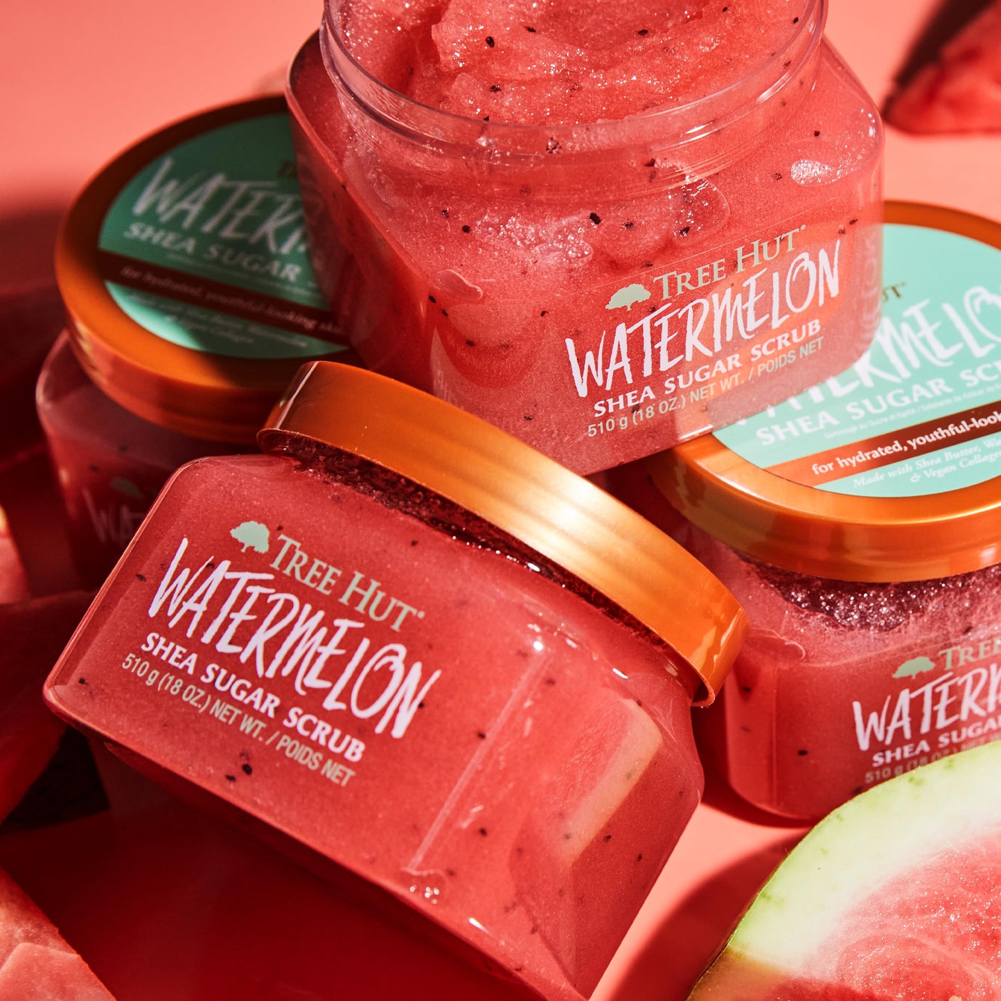TREE HUT, Watermelon Shea Sugar Scrub, Exfoliante Corporal de Azúcar Natural con Manteca de Karité y Esencia de Sandía, Exfolia e Hidrata la Piel, 510 gramos