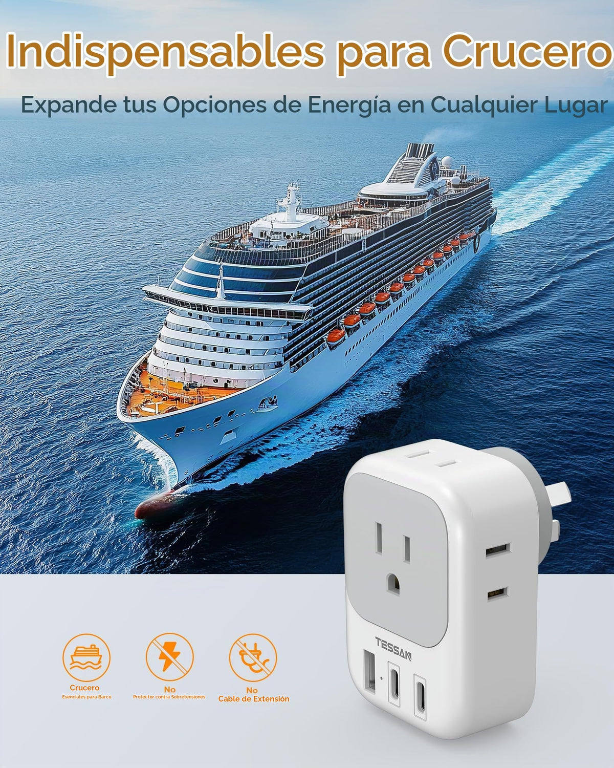 Adaptador de Viaje TESSAN Enchufe Australiano Corriente Argentina