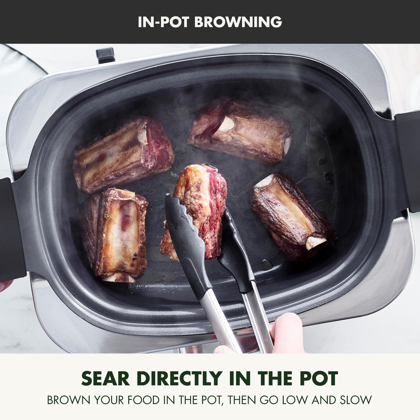 GreenPan Elite 8 en 1 - Olla de cocción lenta eléctrica programable de 6 cuartos de galón, tapa apta para lavaplatos y rejilla extraíble, sin PFAS de cerámica saludable, antiadherente, Sear, saltar