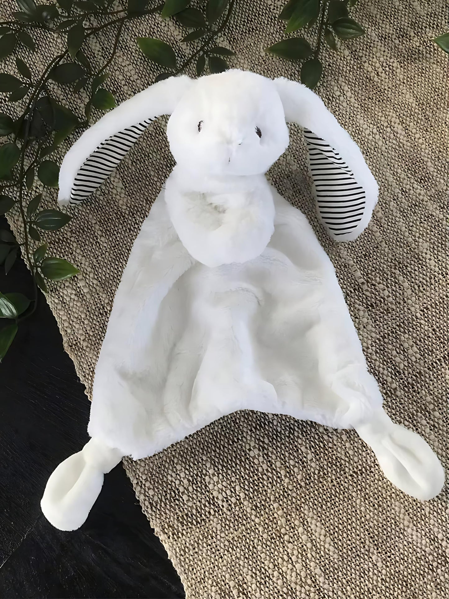 Carlsen. Conejo de Peluche Super Suave de Apego para Bebé, Toallita para Chupón, Conejito Abrazable para Dormir, Bunny Plush. (Blanco)