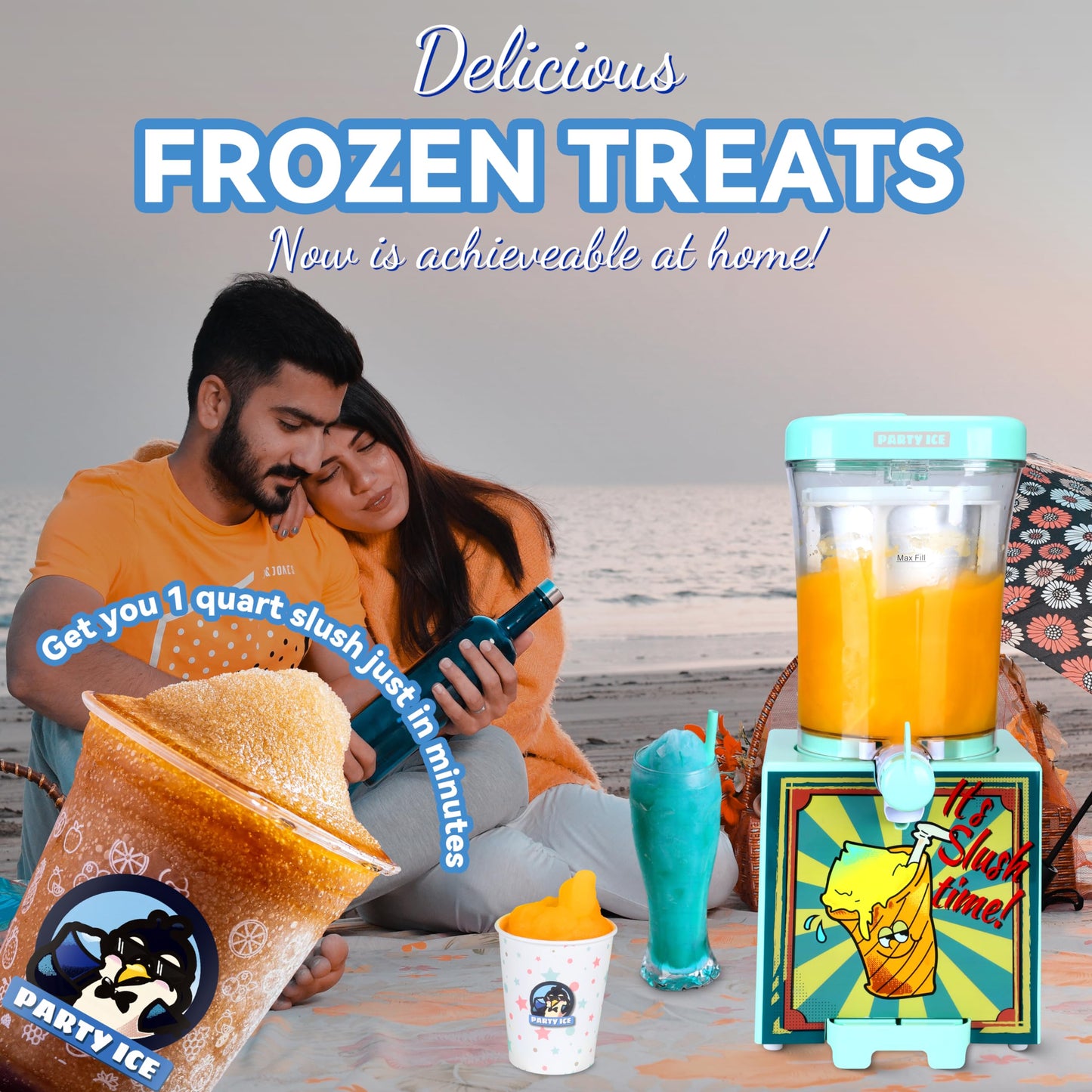 Máquina para Granizados Party Ice Home Azul 33 Onzas