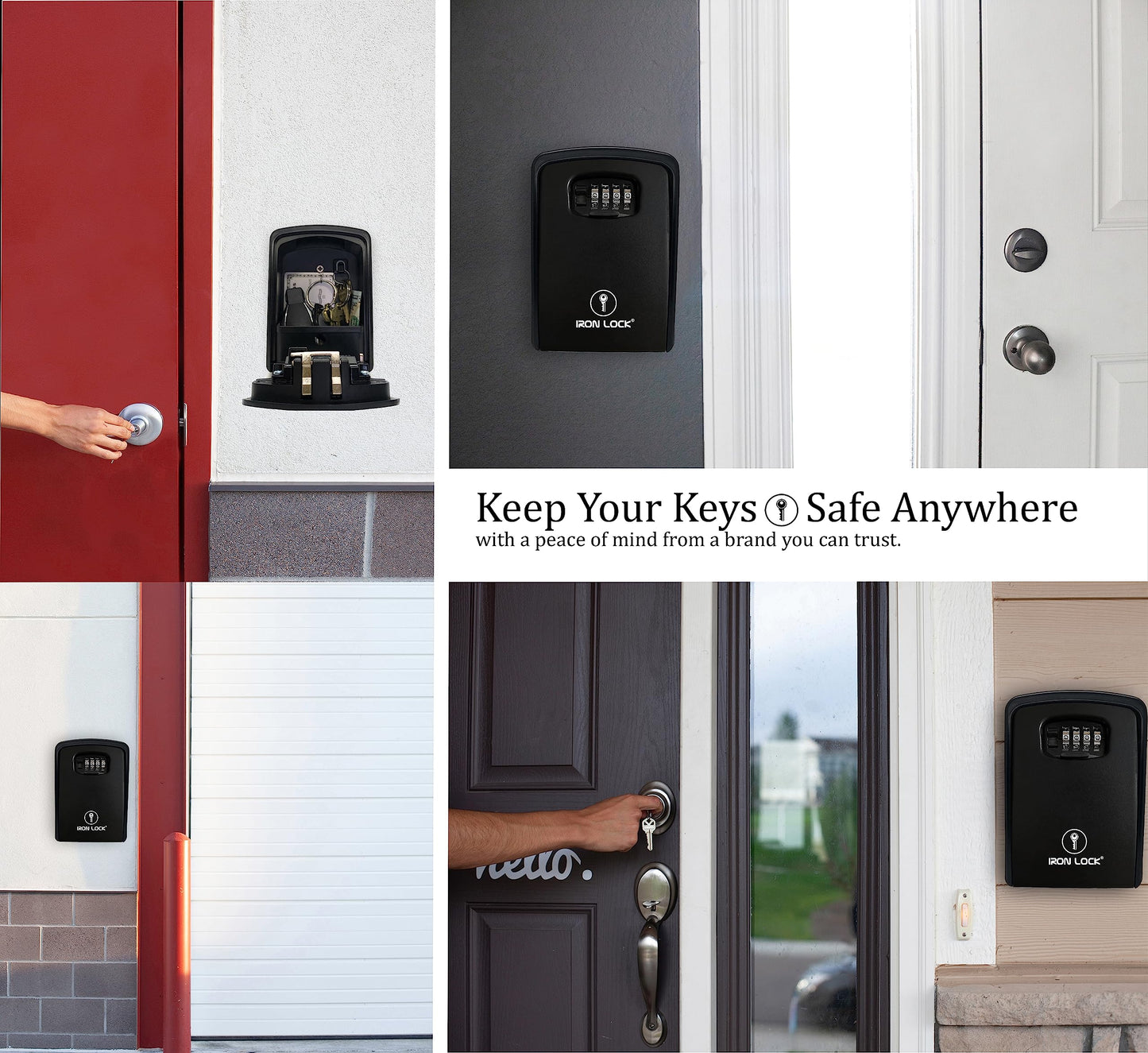 Iron Lock® - Caja de bloqueo de llave XXL para llaves de 4 dígitos con código reiniciable con interruptor A B, caja de seguridad extragrande para interiores y exteriores, impermeable, grande, llave de