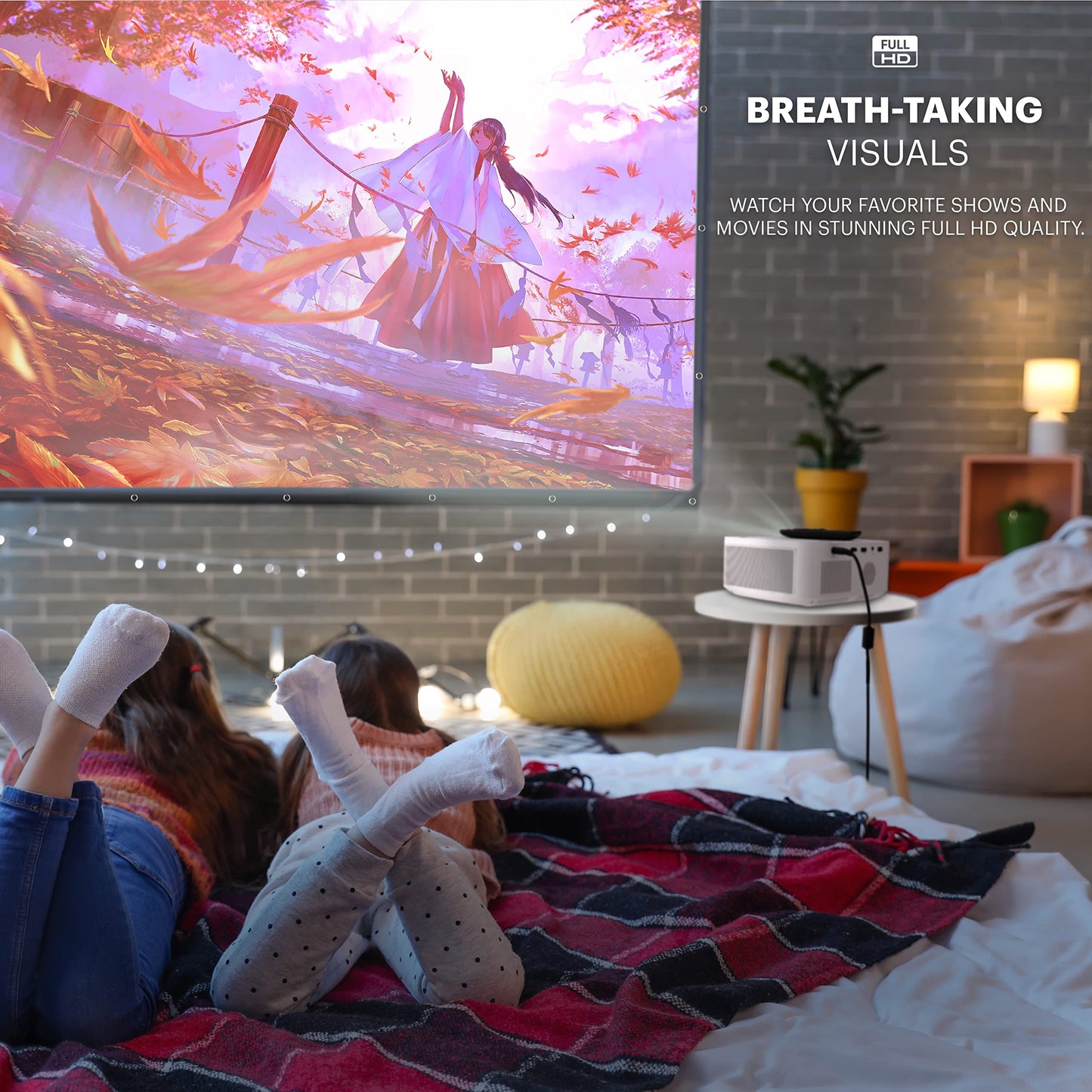 KODAK FLIK X10 - Kit de proyector multimedia Full HD | Mini sistema de cine en casa compacto portátil de 1080p con visualización de proyección de 100 pulgadas, control remoto, soporte de trípode,