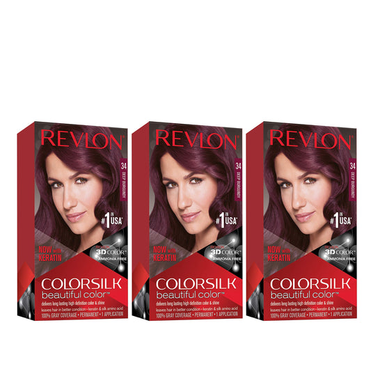 Revlon Colorsilk Beautiful Color, Deep Burgundy, 3 Count
