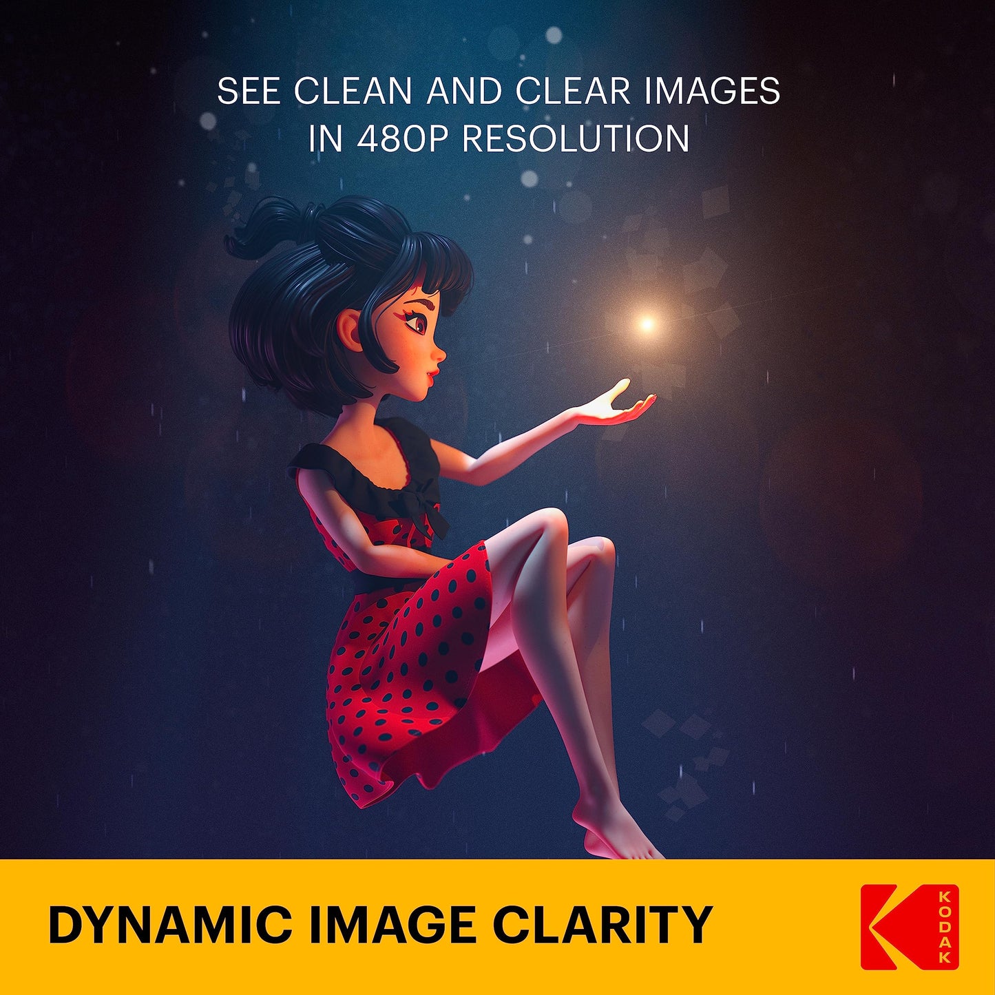 KODAK FLIK X1 Mini proyector Pico | Proyector portátil compacto de 100 pulgadas con control remoto y altavoces de 2 W reproduce películas, programas de televisión y juegos, compatible con HDMI, USB, AV, smartphone, Firestick, color blanco