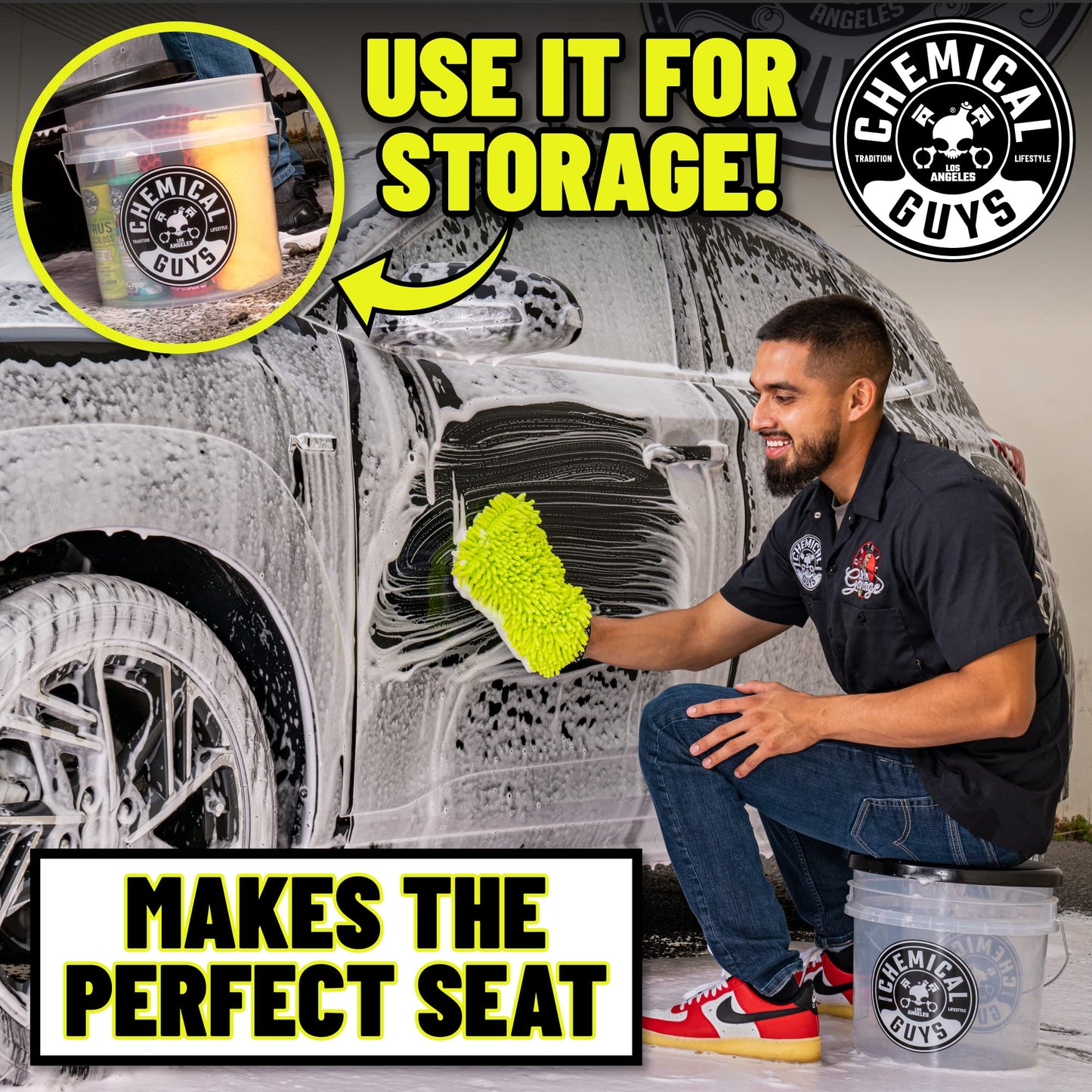 Chemical Guys Kit de Lavado de Coche Ultimate Scratch-Free Detailing Bucket and Accessories, 473ml