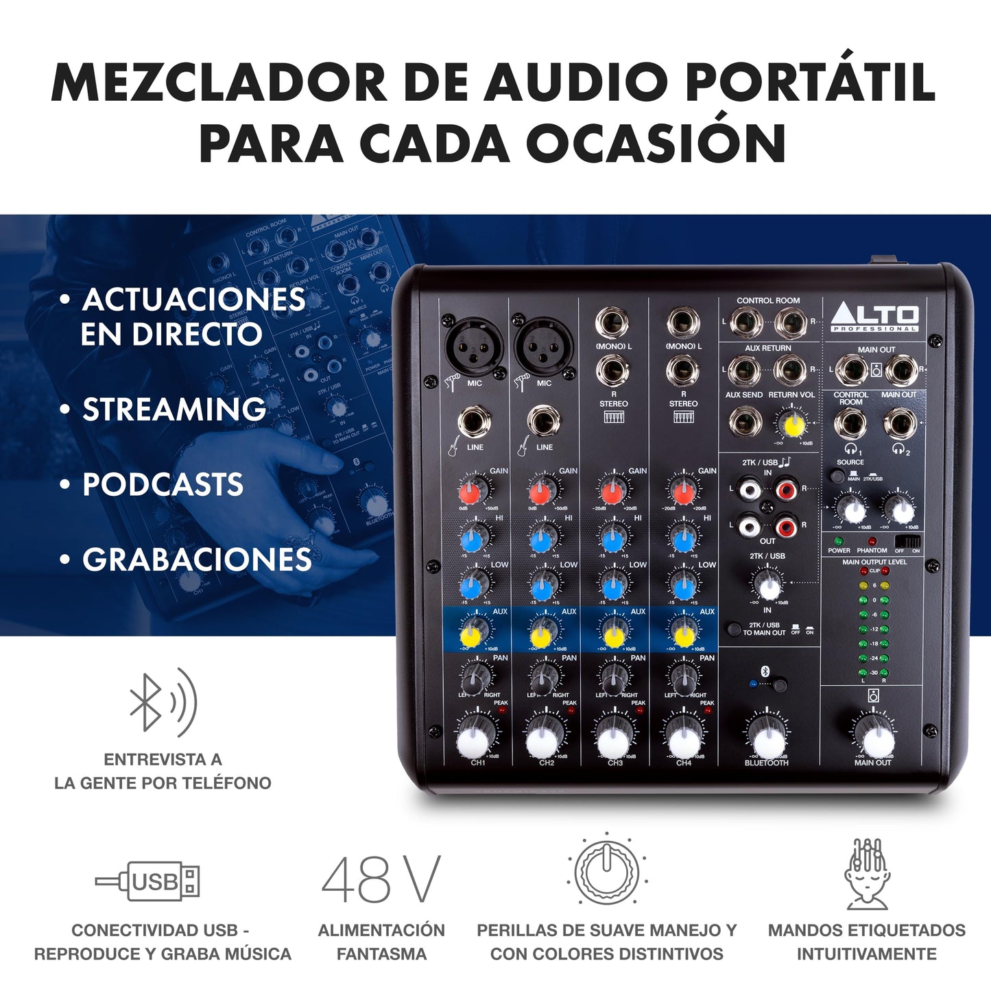 Mezcladora de Audio ALTO TrueMix 600 Negro con Interfaz USB y Bluetooth