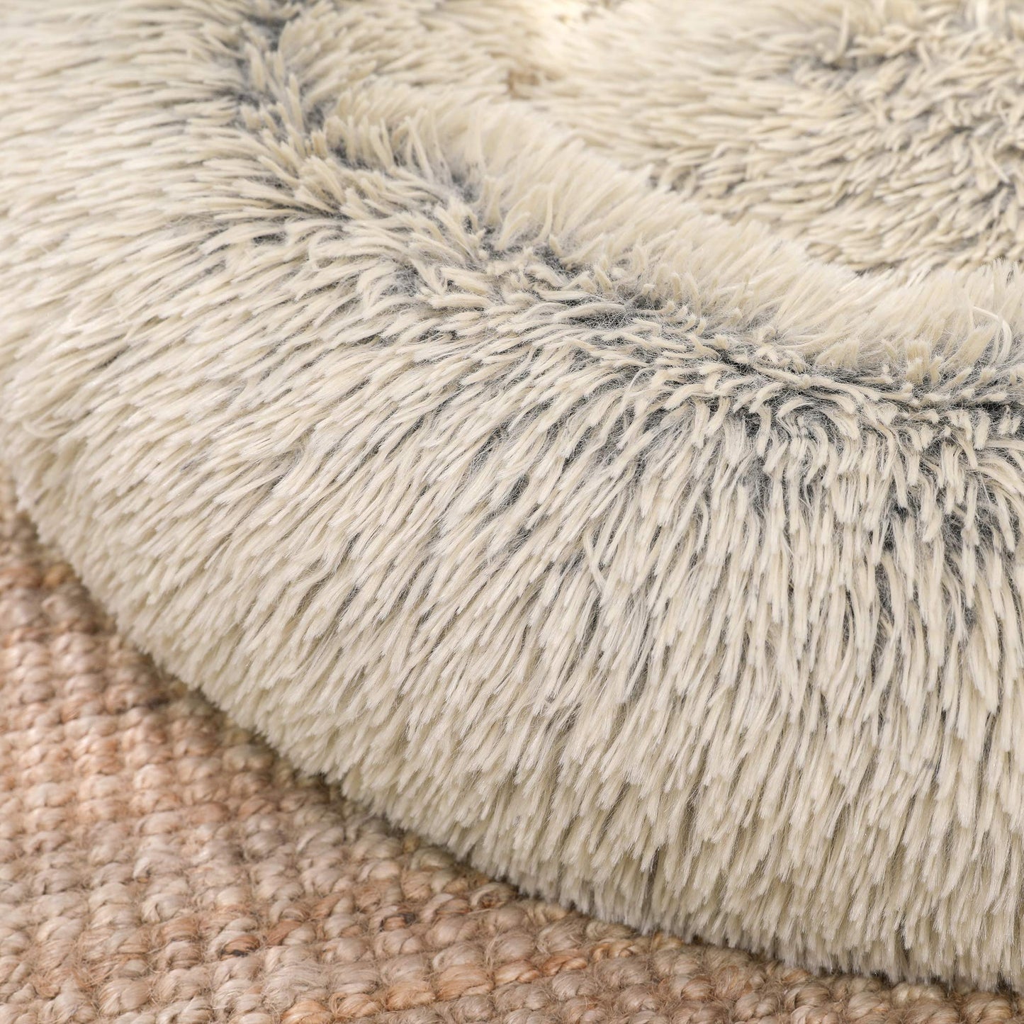 Feandrea Cama de Perros, Cama para Mascotas, Diámetro de 50 cm, Cojín Central Extraíble y Lavable, Alfombra de Felpa, Caqui Ombré MPGW037S01
