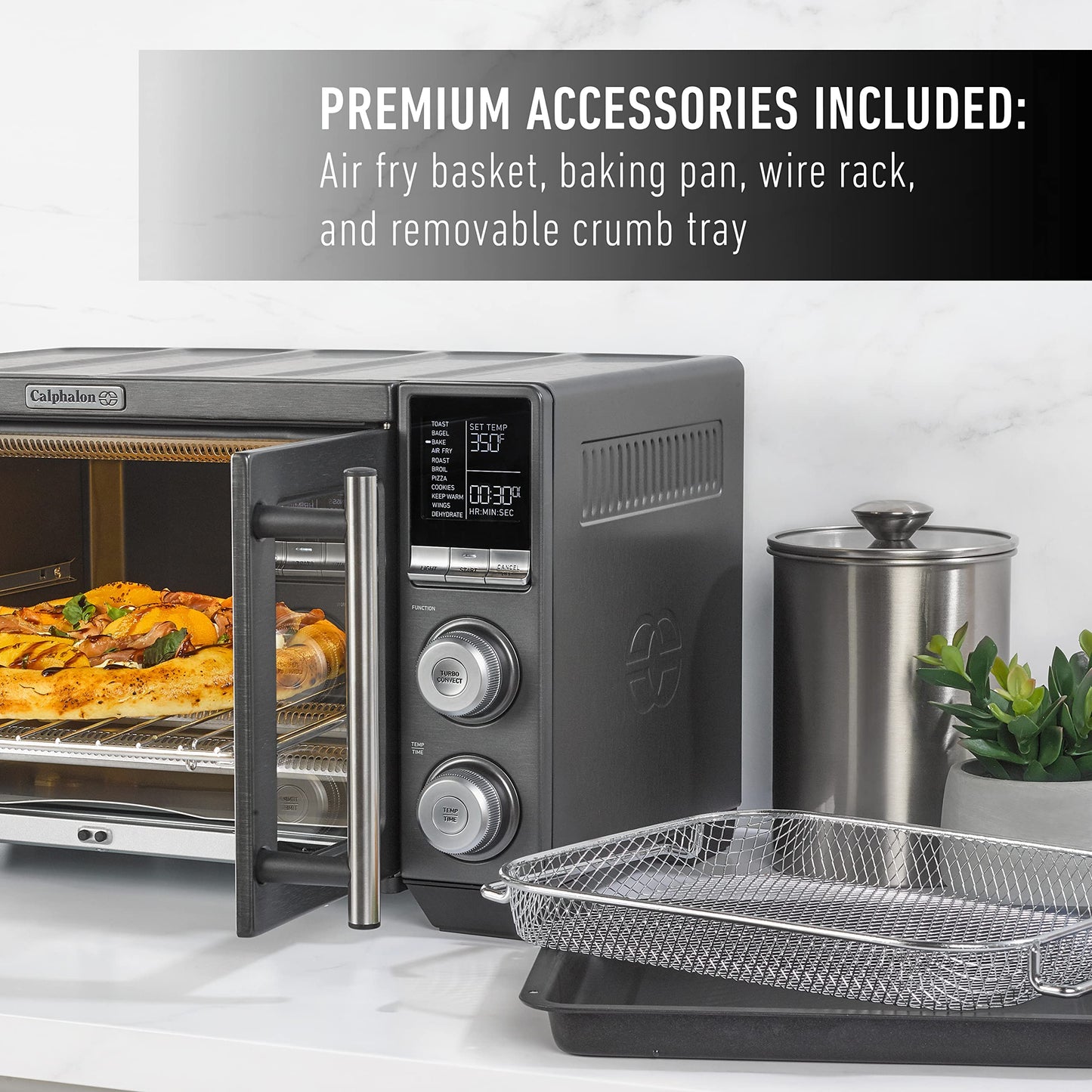 Calphalon® Horno freidora de aire para puerta francesa, horno tostador de convección 11 en 1