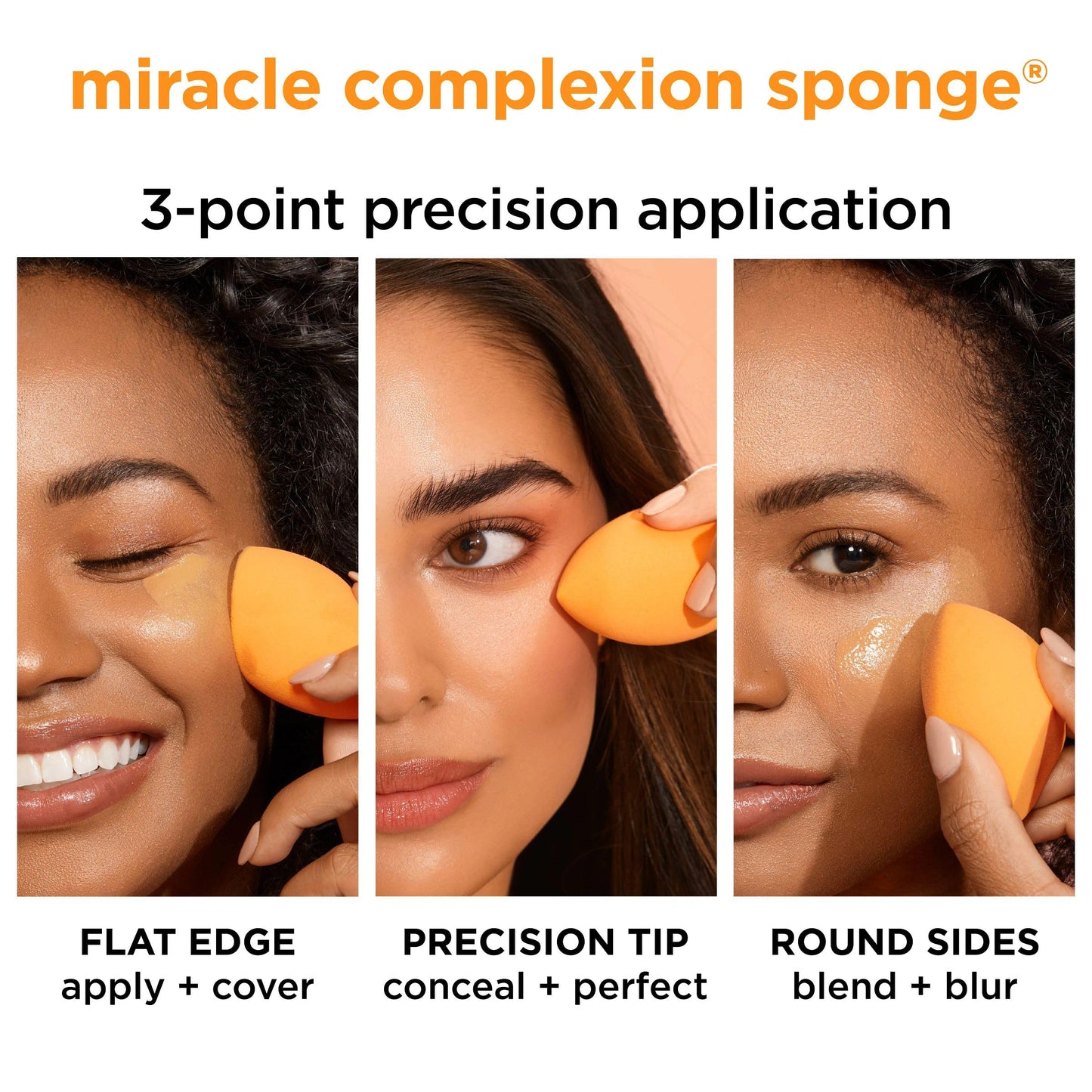Real Techniques, Esponja Miracle Complexion, Esponja de Maquillaje Multifuncional 3 en 1, Tecnología de Espuma