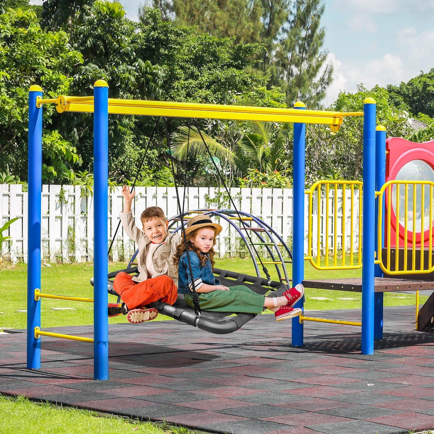 Columpio Rectangular Sorbus Negro para Árbol y Parque Infantil con Accesorios Incluidos para Niños