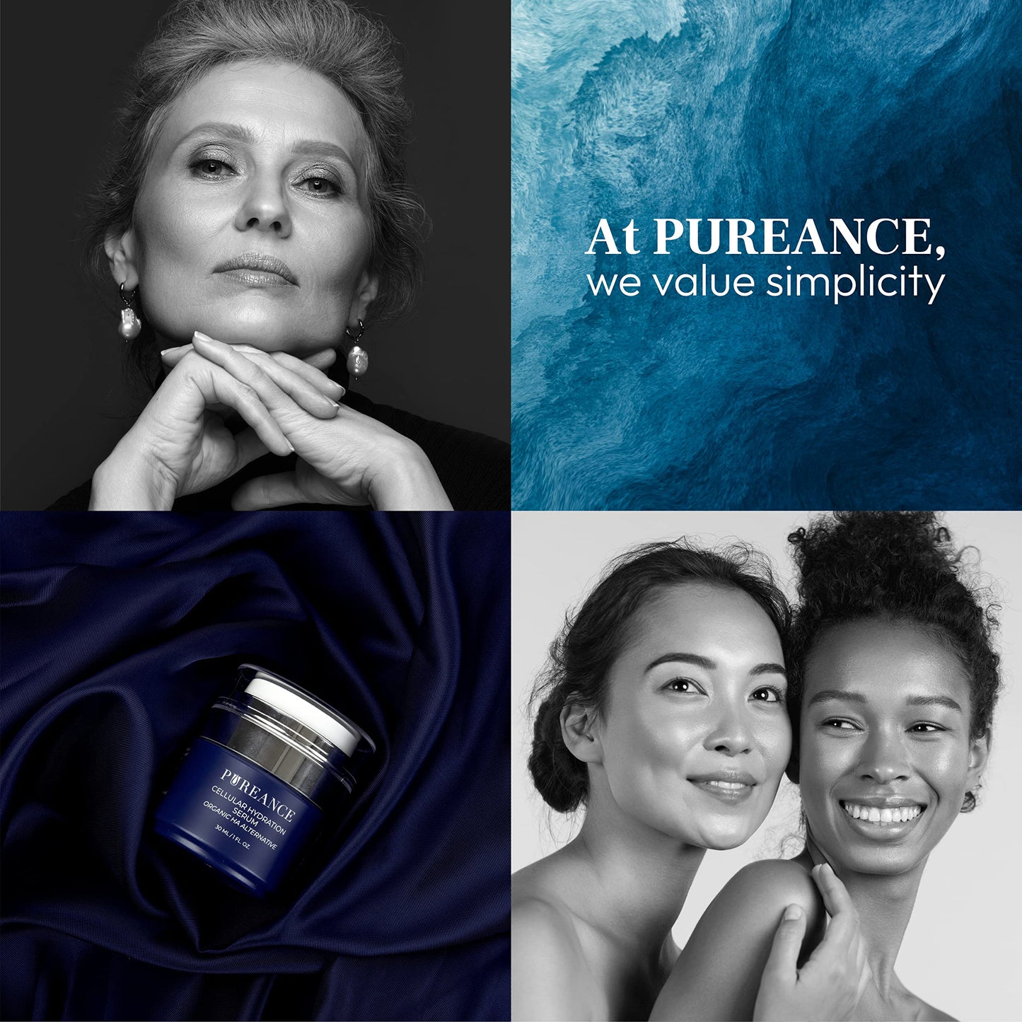 PUREANCE Suero Hidratante Orgánico Para La Cara - El Hongo Tremella Estimula El Colágeno Y El Crecimiento Celular, El Suero De Ácido Hialurónico Mejora La Humedad Y Nutre La Piel