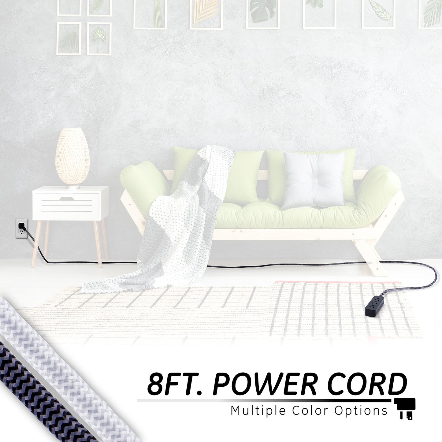 GE Pro Tira Multicontactos De 3 Salidas con Supresor de Picos, Enchufe Plano, Cable De Extensión Trenzado De 2.4 m (8 Pies) 250 Julios, Conectado a Tierra Certificacion UL Negro/Gris 2 Unidades, 53249