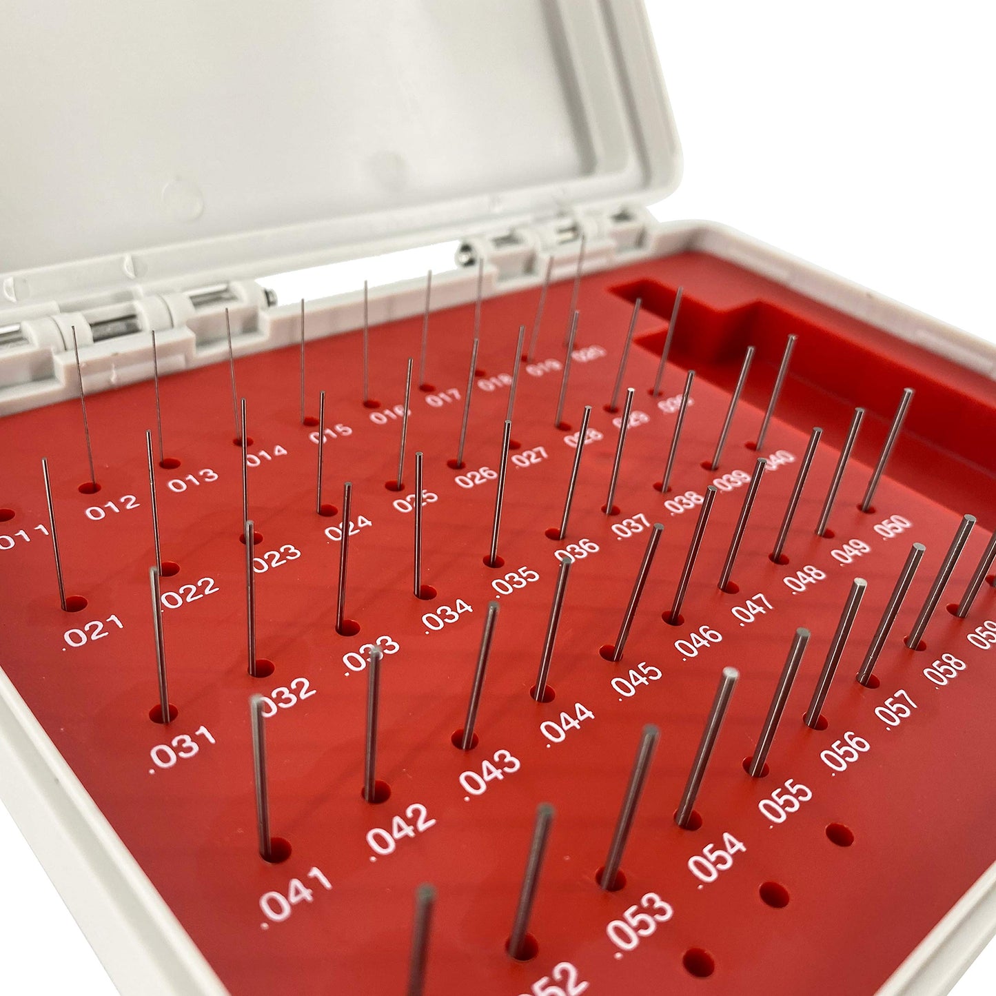 TEXALAN(R) Plus - Juego de calibradores de pines con caja de almacenamiento de acero para agujeros de medición, 50 piezas de 0.000 a 0.08 pulgadas M0