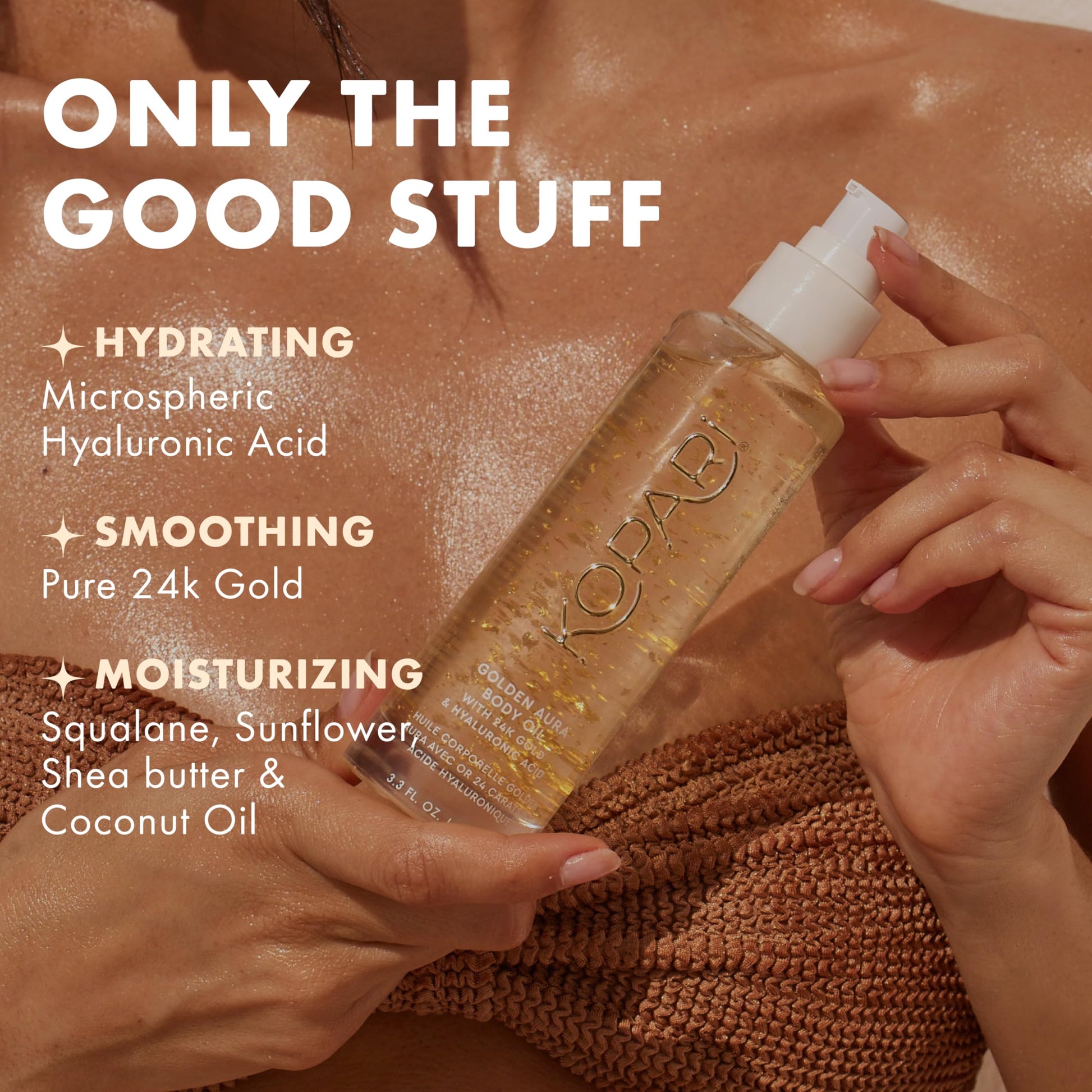 Aceite Corporal Kopari Golden Aura 24 Quilates Hialurónico Hidratante