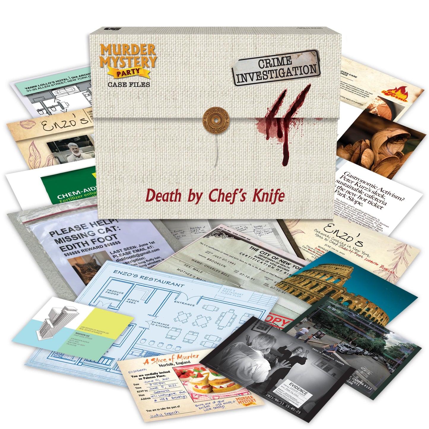 University Games Murder Mystery Party Case Files: Death by Chef's Knife para 1 o más Jugadores a Partir de 14 años