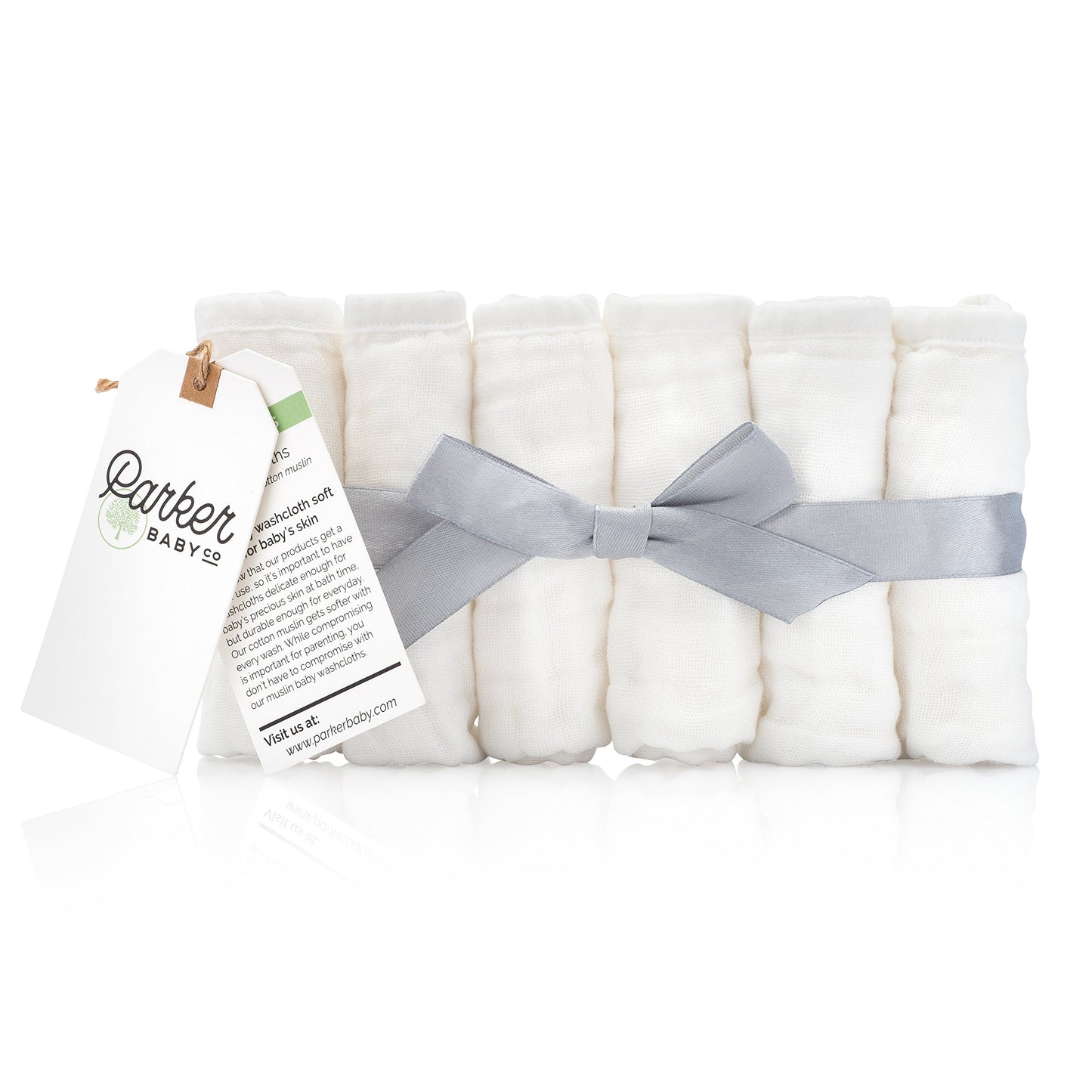 Parker Baby Co. - Juego de 6 Paños de Muselina de Algodón 100% para el baño, Suaves, Absorbentes y Naturales, Color Blanco