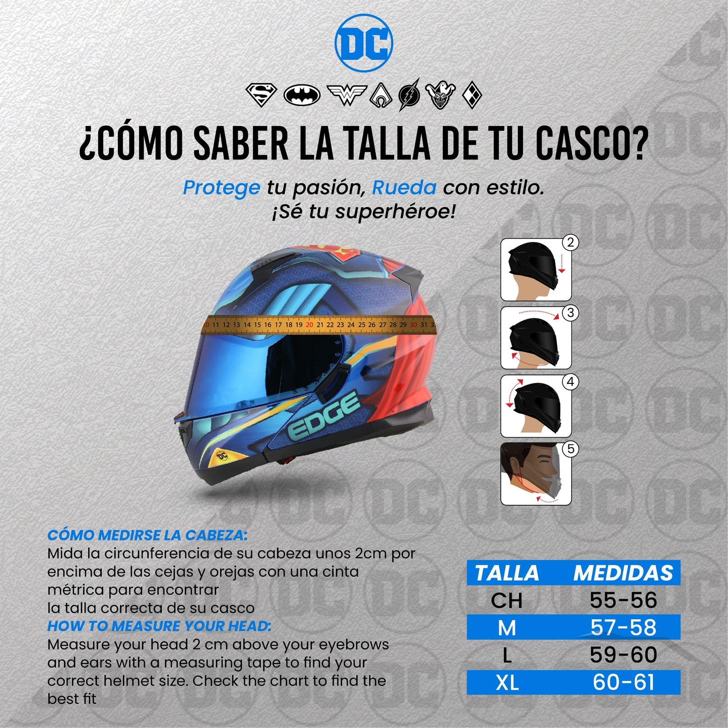 Casco Modular - DC - Visor Anti Baho Motocicleta Marca Edge - Visor Doble ANTIVAHO Certificado Dot Moto - Cascos Motocross Pegatina Pegatinas Protector Mujer Hombre (Flash, XL)