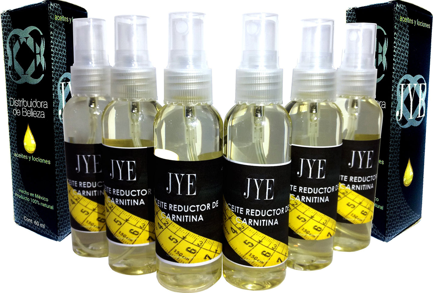JYE Aceite de Carnitina, Reductor natural, ideal para aplicar en todo tipo de piel. Natural. Set de 3 Botellas. USO EXTERNO.