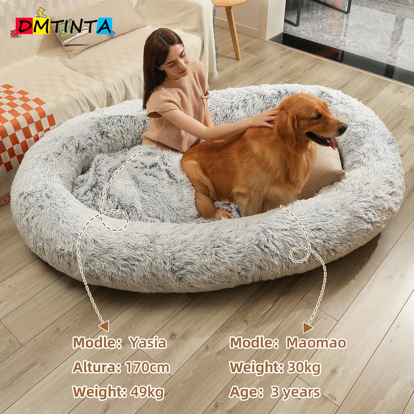 DMTINTA Cama Para Perros Humanos 75 "* 50" * 14 "Camas Para Perros Para Perros Grandes Cama Gigante Para Perros Cama Para Perros De Tamaño Humano Para Personas 3D Esponja Bean Bag Cama Desmontable Gra