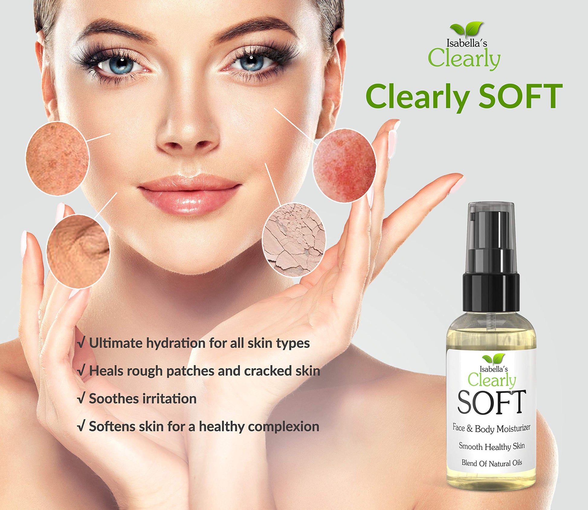 Clearly SOFT aceite facial y corporal | Hidrata, humecta y calma la piel seca sensible, eczema, psoriasis | Mezcla de aceites esenciales naturales para una piel suave y saludable | Aroma fresco y delicado.