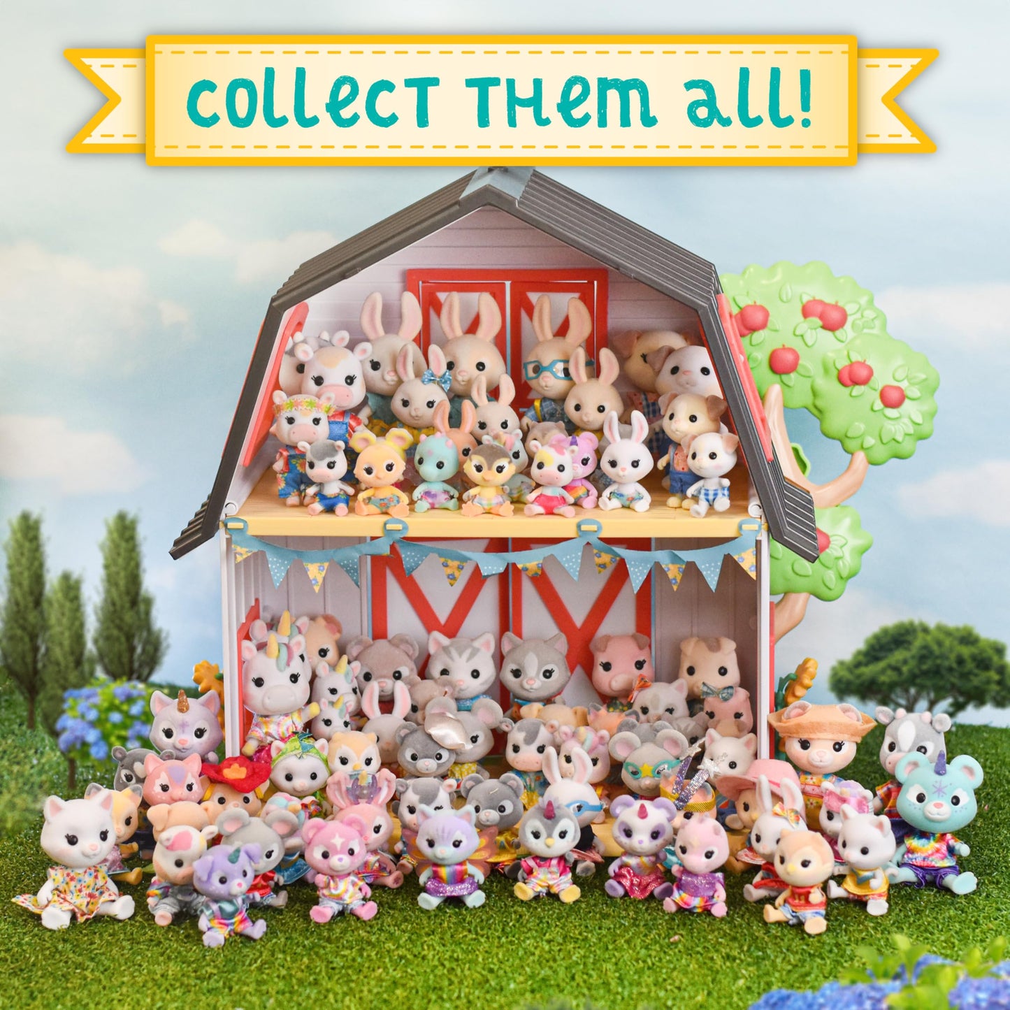 Honey Bee Acres - Juego de muñecas McScampers Bunny, 4 figuras de conejo miniaturas, unisex, 3 años en adelante, San Valentín, Pascua