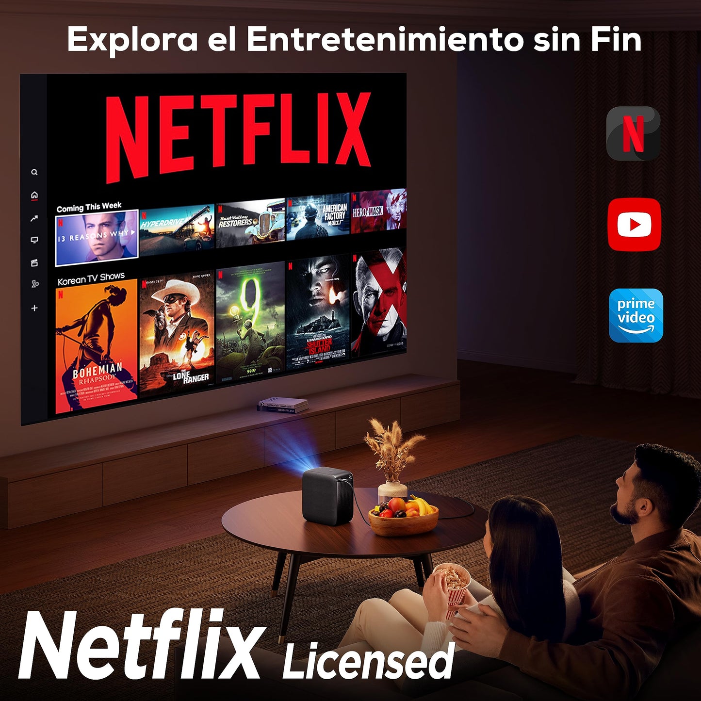 Proyector Portátil iZEEKER Blanco Nativo 1080P 18000 Lúmenes 4K con WiFi Bluetooth y Dolby Audio