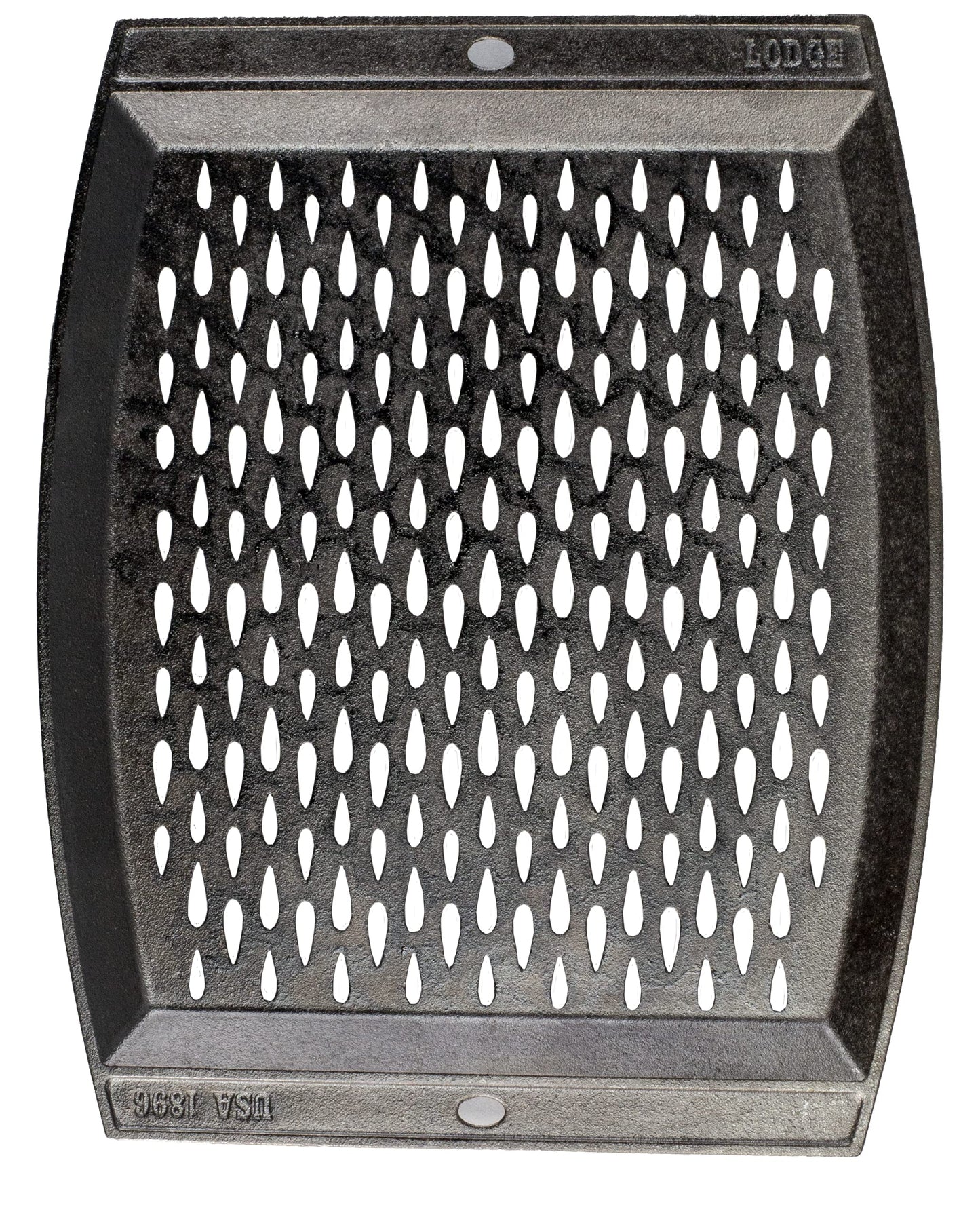 Lodge - Rejilla rectangular de hierro fundido presazonada, para uso en la parrilla, sartén diseñada para proteger los alimentos de caídas a través de la rejilla, hierro fundido, 15 pulgadas